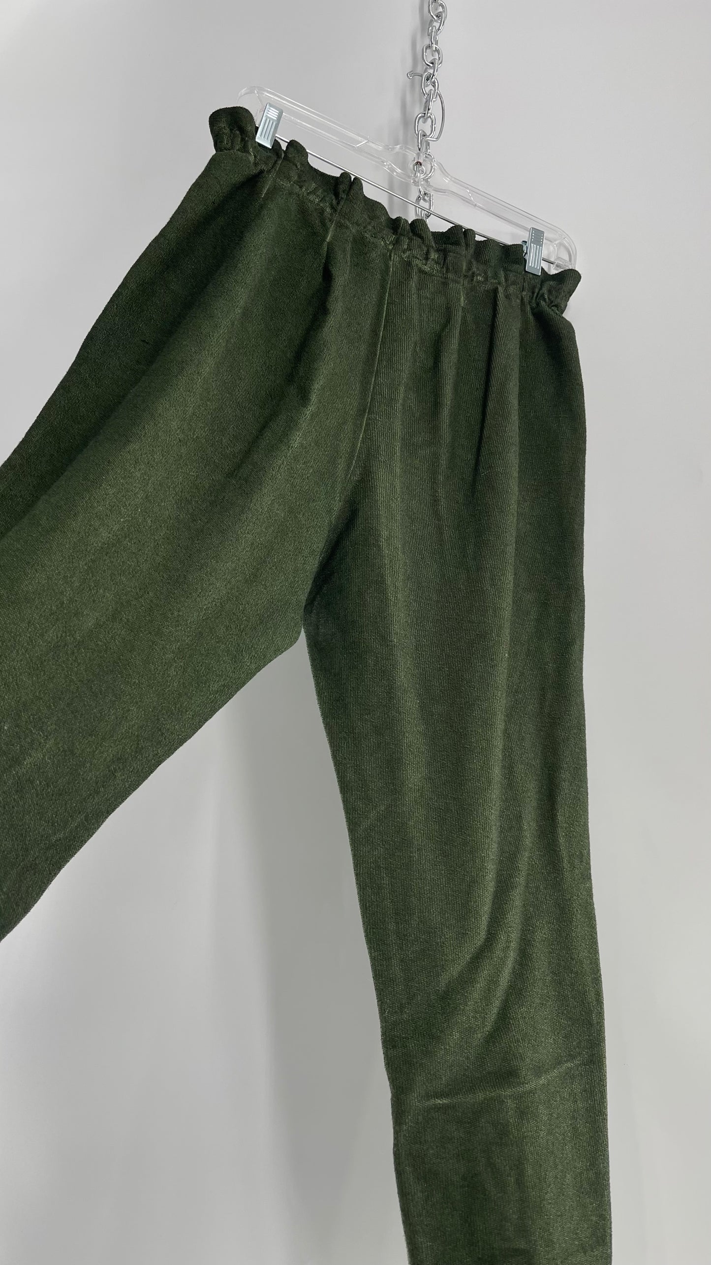 Something Navy Portugal Made Army Green Gauze Hand Dyed Joggers(Medium)