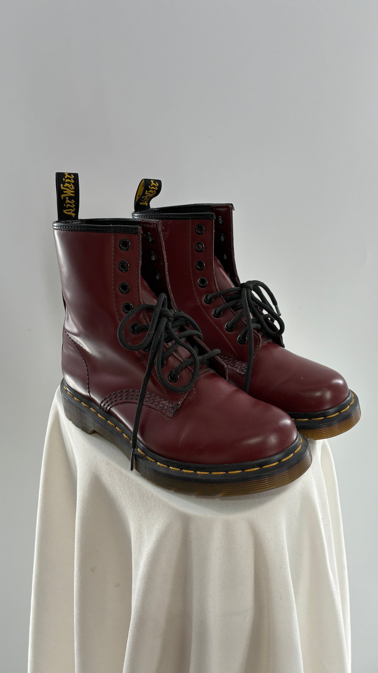 Vintage Dr. Martens Burgundy Maroon Combat Boots (6L)
