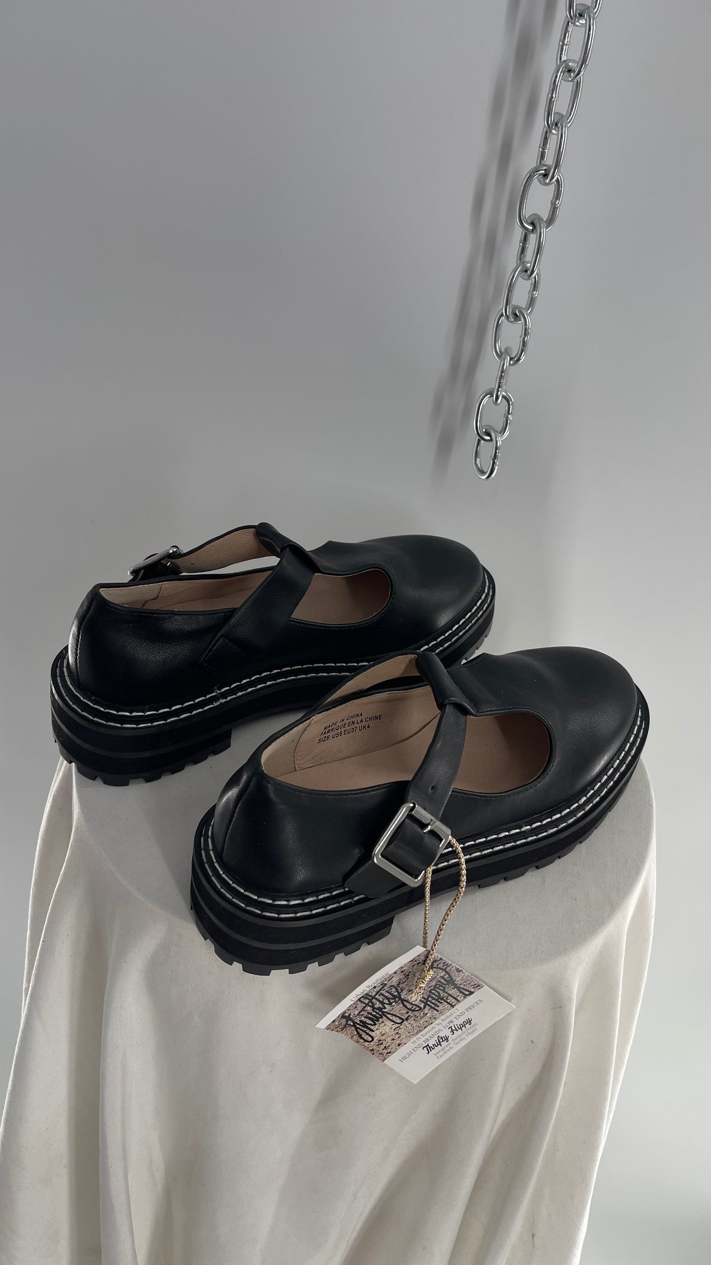 Urban Outfitters Black Leather Mary Janes (6)