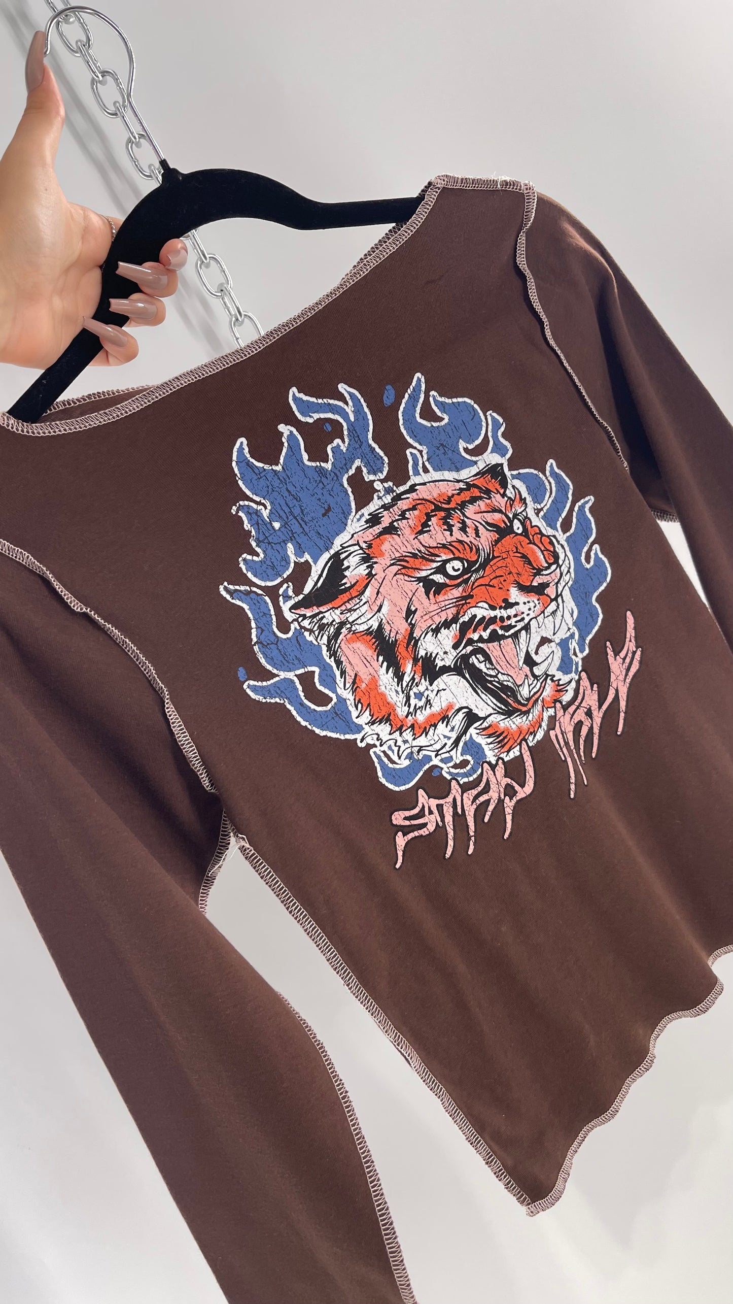 Urban Outfitters Brown Tiger Graphic Long Sleeve (Large)