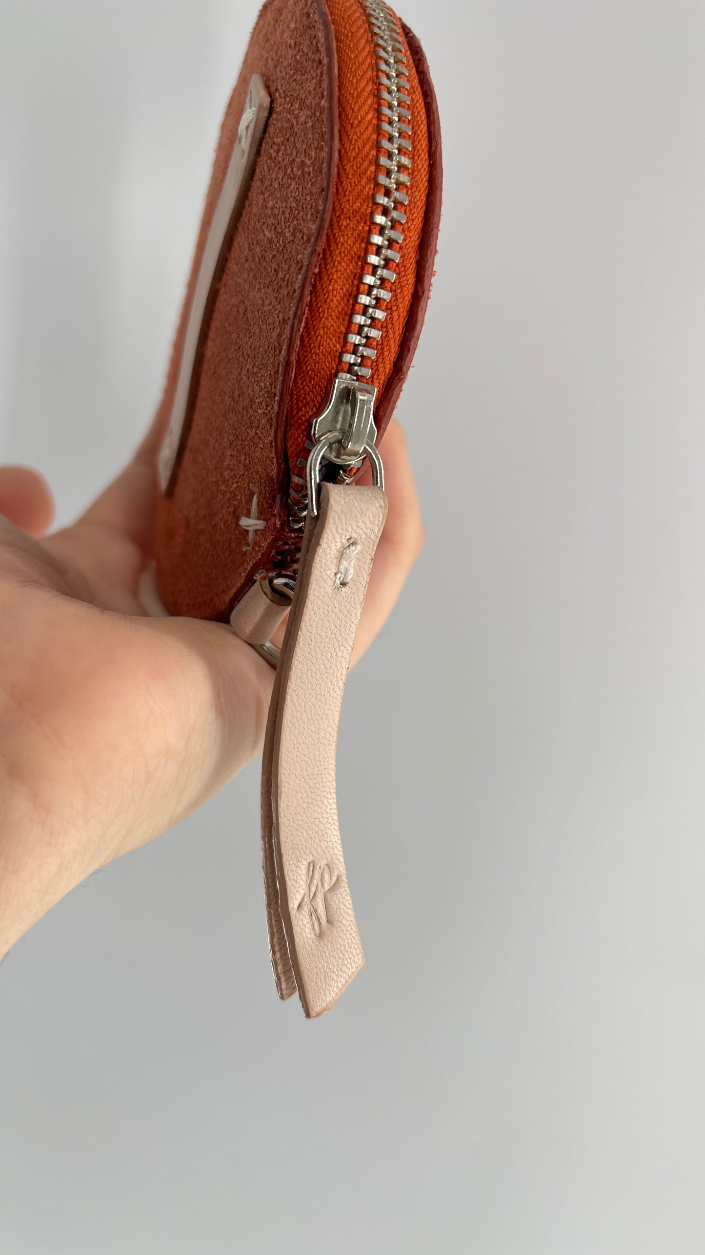 Free People Orange Suede Leather Round Belt Coin Pouch