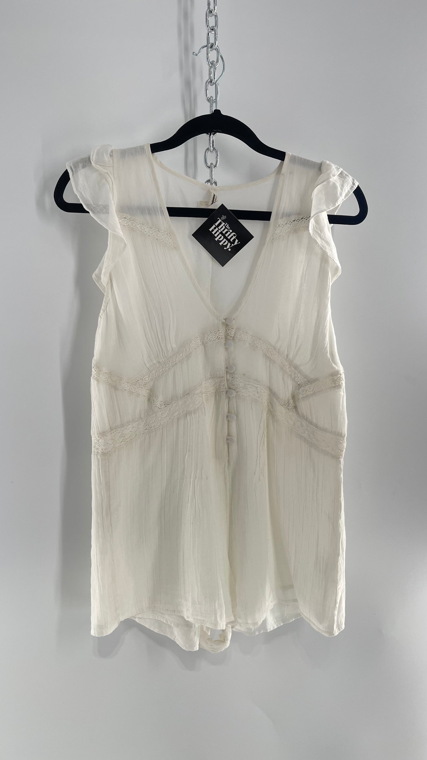 Urban Outfitters White 100% Cotton Jumpsuit and 100% Modal Lining (Small)