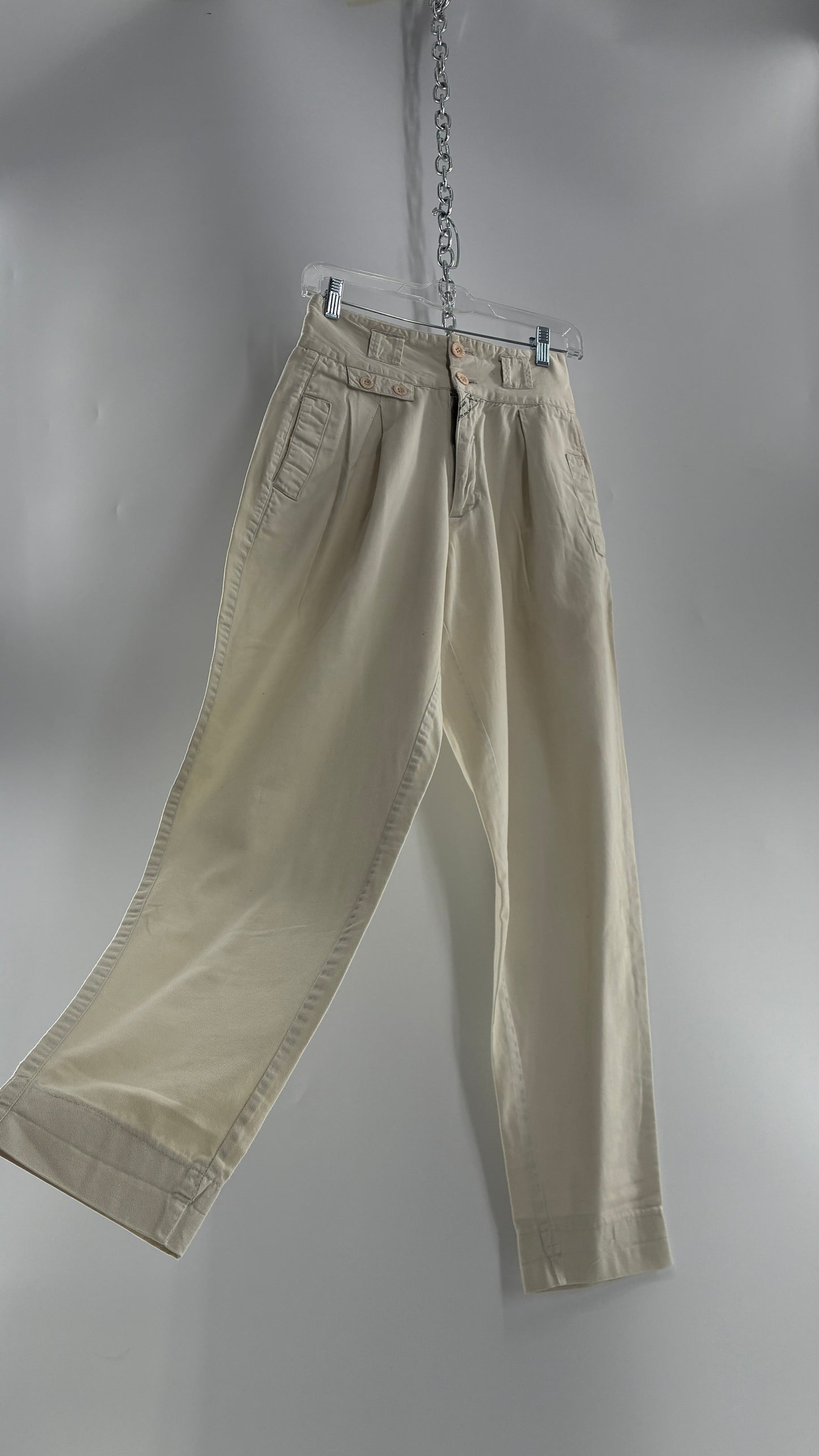 Vintage 1980s JORDACHE Off White High Waisted Pleated Waist Trouser Pant (9/10)