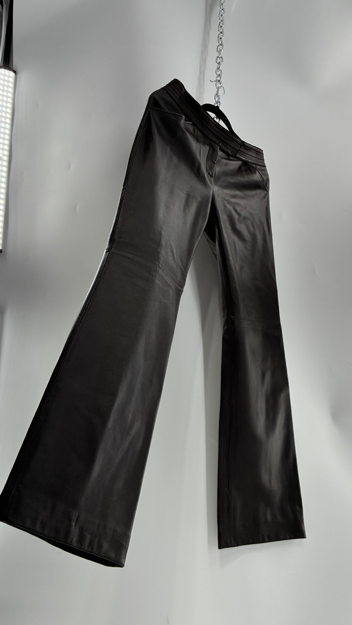 Vintage ETCETERA Deep Brown Low Waisted Embroidered, Side Closure Pants with Bootcut Hem (4)