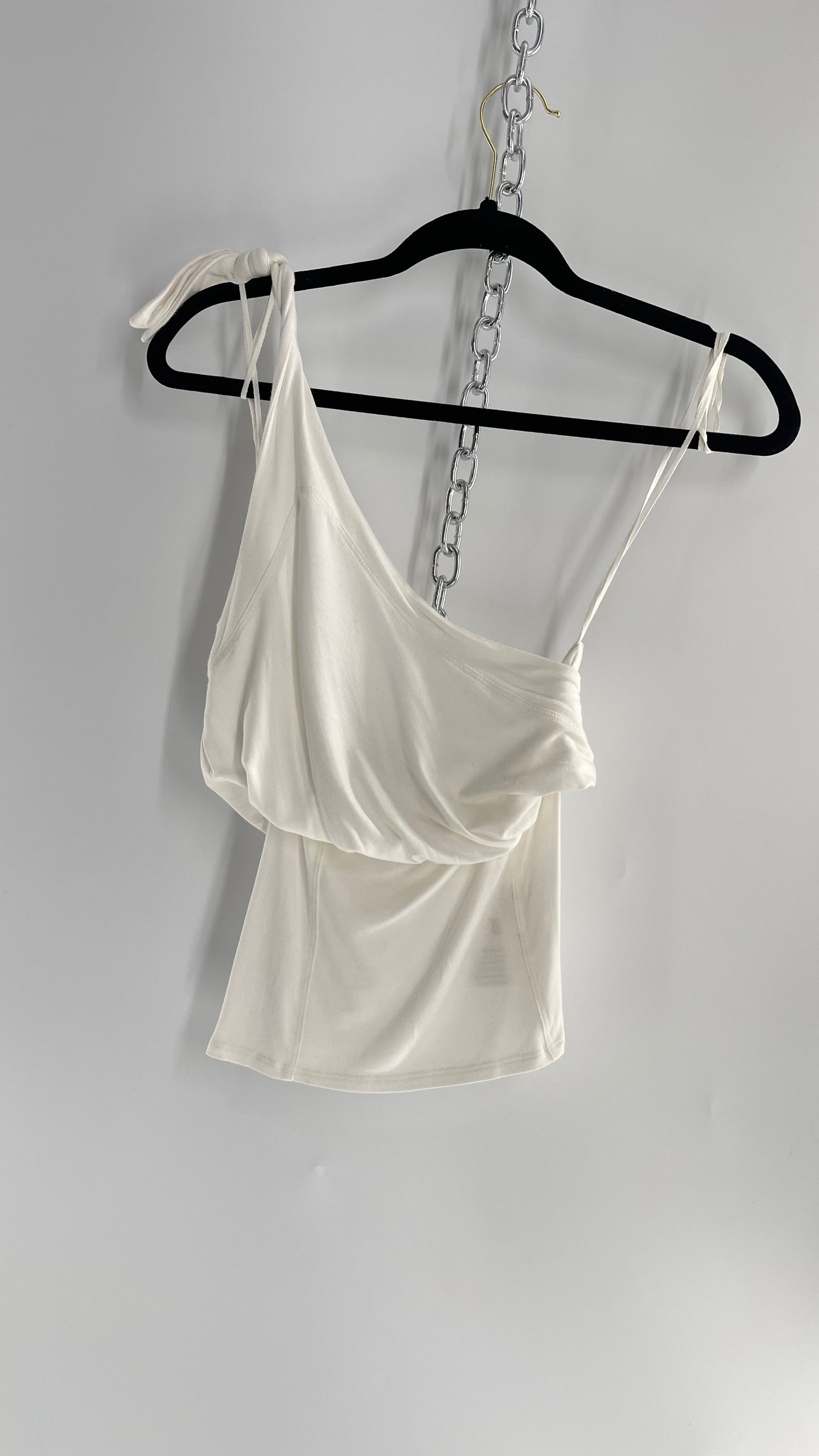 Free People White One Shoulder Slim Torso Top (XS)