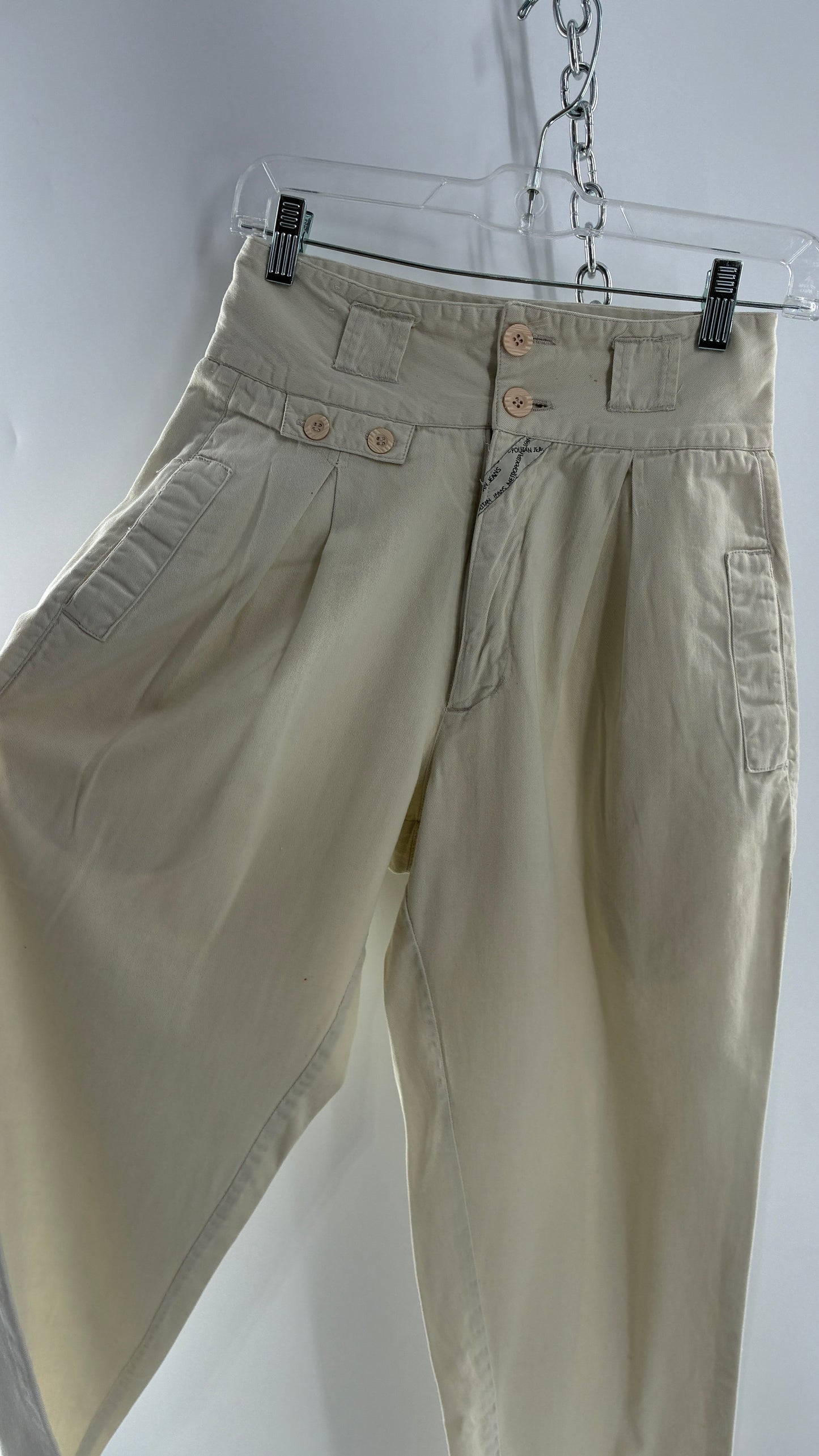 Vintage 1980s JORDACHE Off White High Waisted Pleated Waist Trouser Pant (9/10)