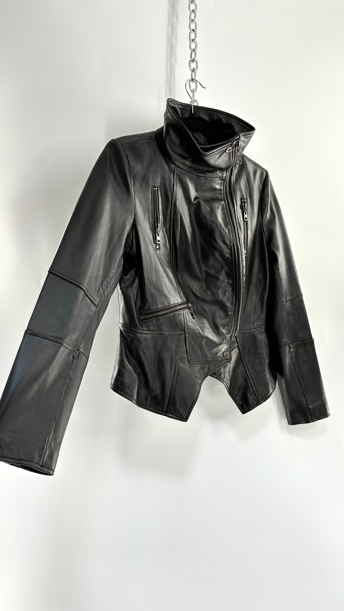 Deadstock Vintage GET IT LOVE IT Black Genuine Leather Motorcycle Style Jacket (10)