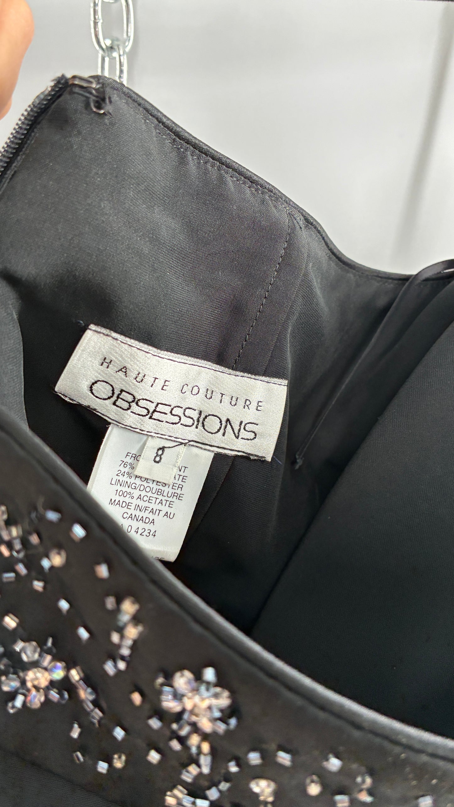 Vintage HAUTE COUTURE OBSESSIONS Black Beaded Maxi Dress (8)