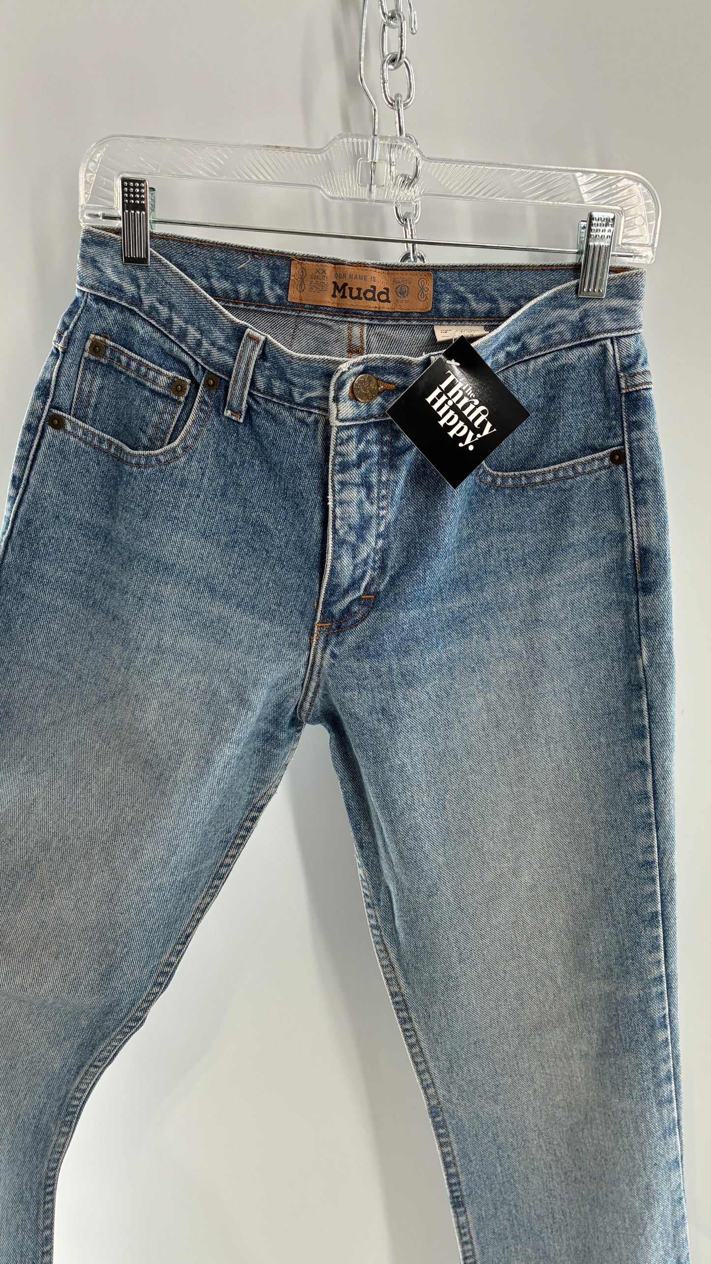 Vintage MUDD Light Wash Kick Flare Jeans with Oversized Jacron (7)