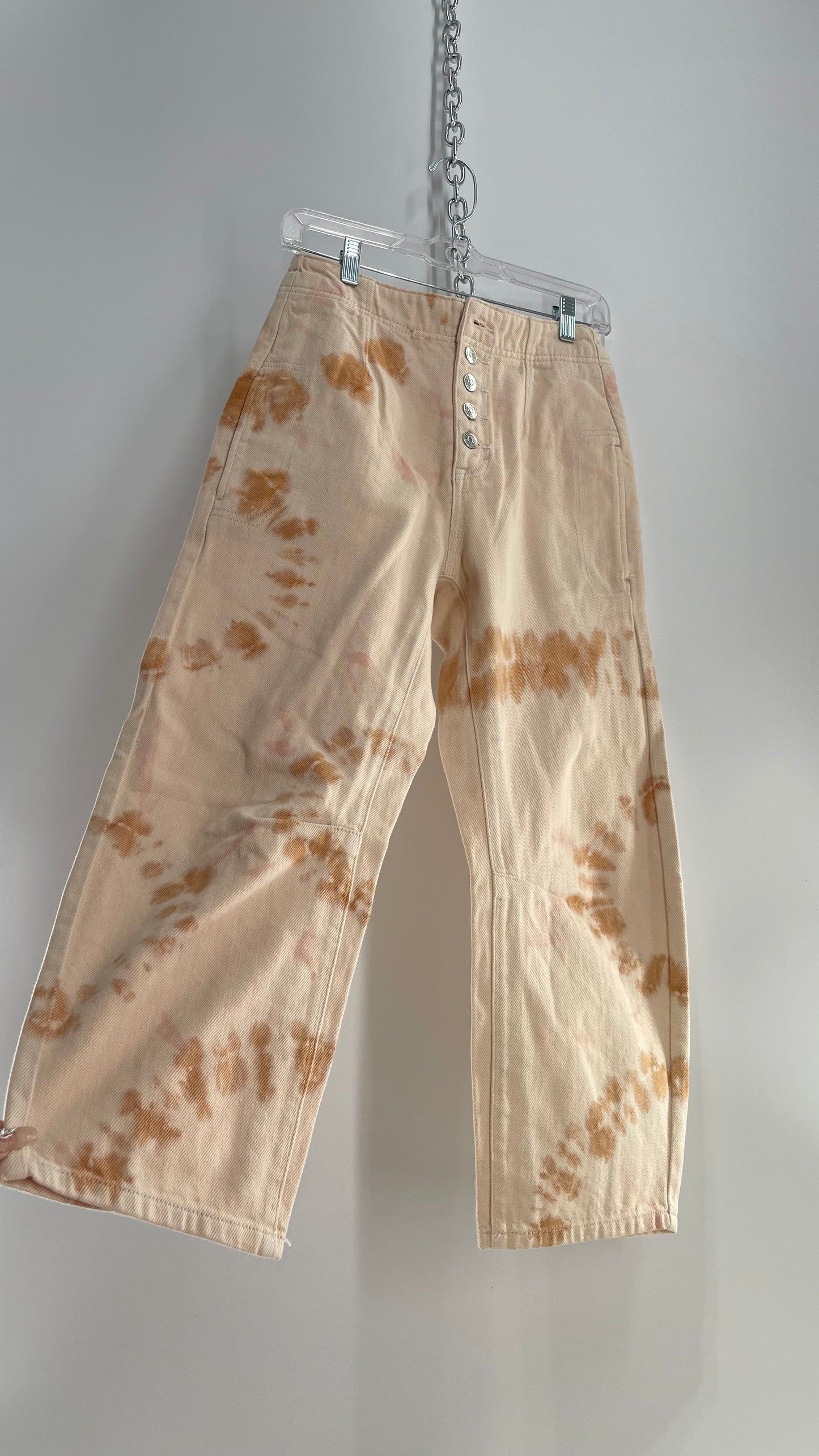 Free People Osaka Beige Carpenter Pant with Sunburst Tie Dye (24)