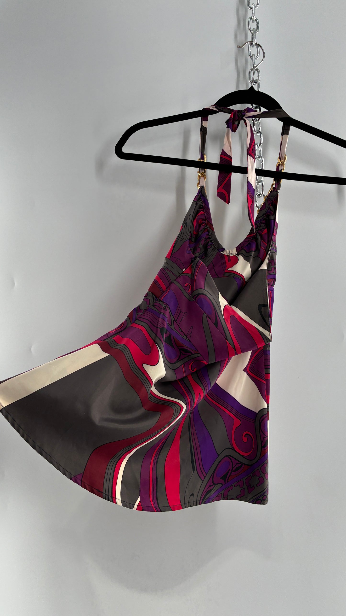 Vintage 1990s GUESS Silky Halter with Chain Detail (XS)