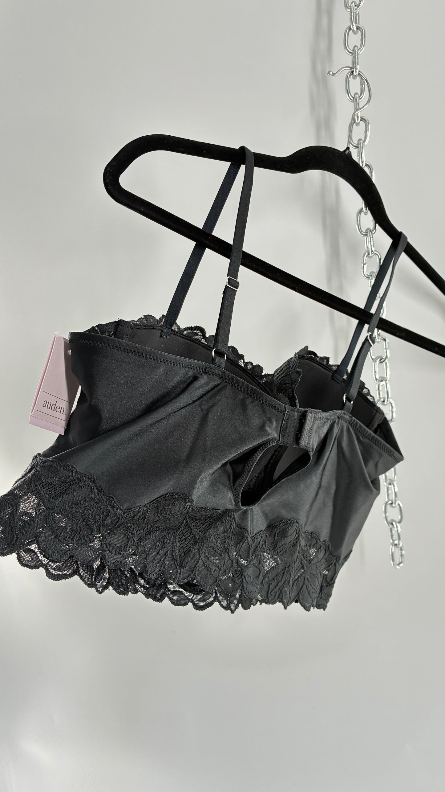 Vintage AUDEN Black Camisole with Built in Lace Cups (Medium)