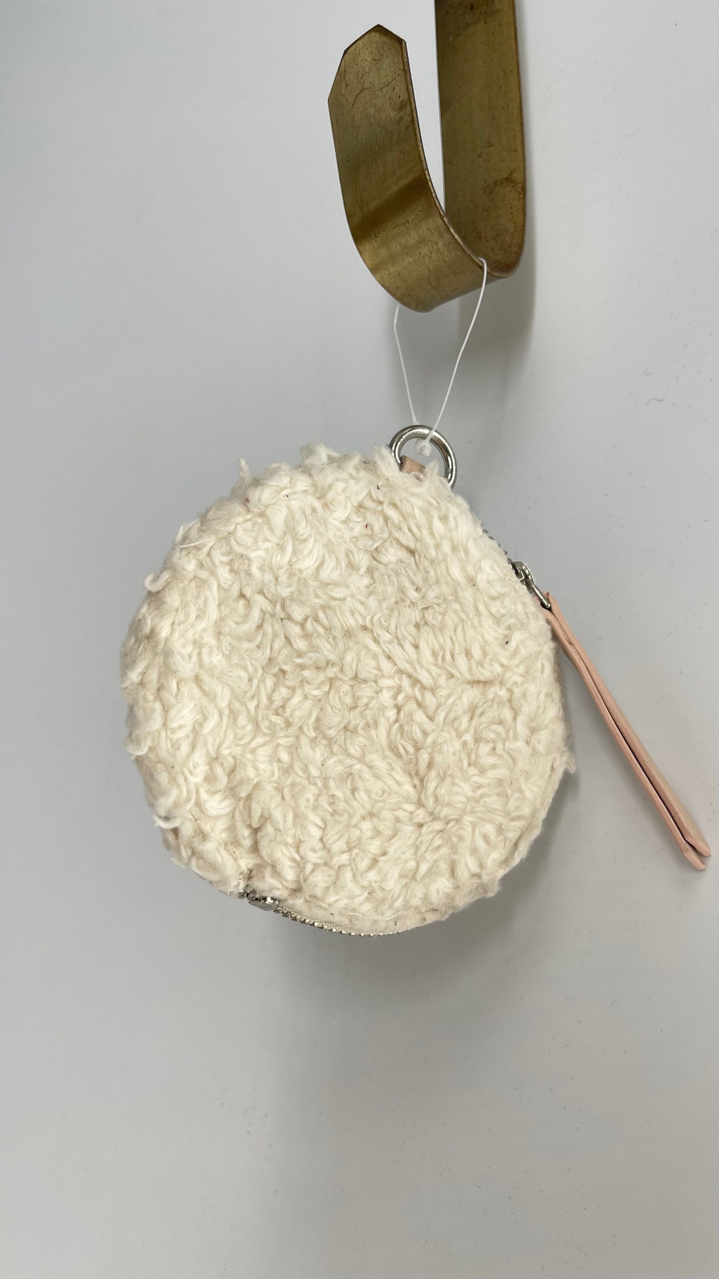 Free People White Sherpa Round Coin Pouch for a Belt