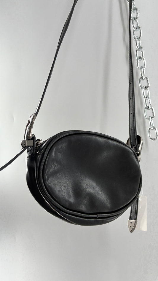 Urban Outfitters Black Vegan Leather Western Buckle Bag