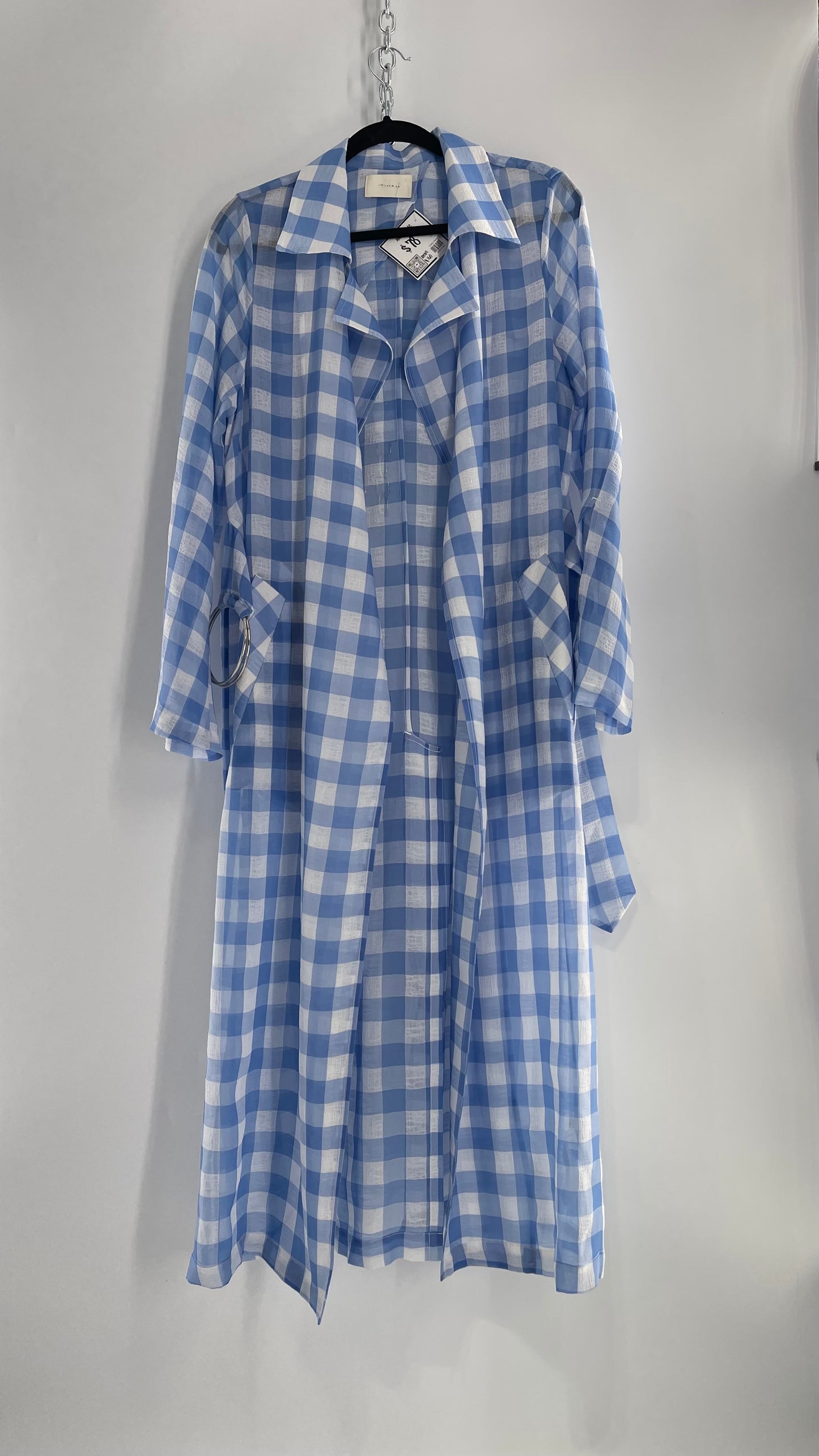 Capulet Anthropologie Gingham Baby Blue Coat/Cape (S)