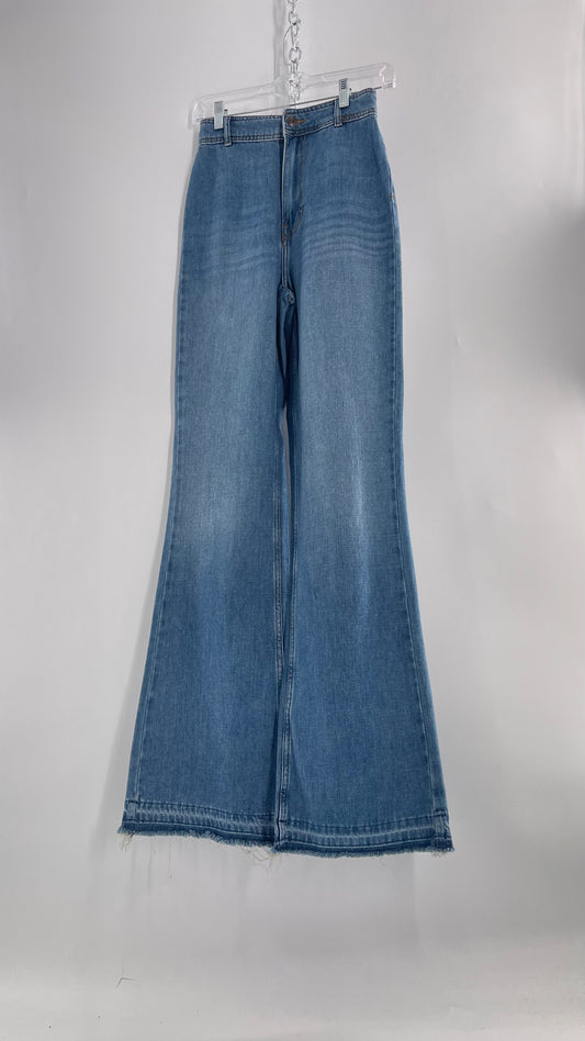 Free People Light Wash High Waisted Wide Leg Jeans (25)