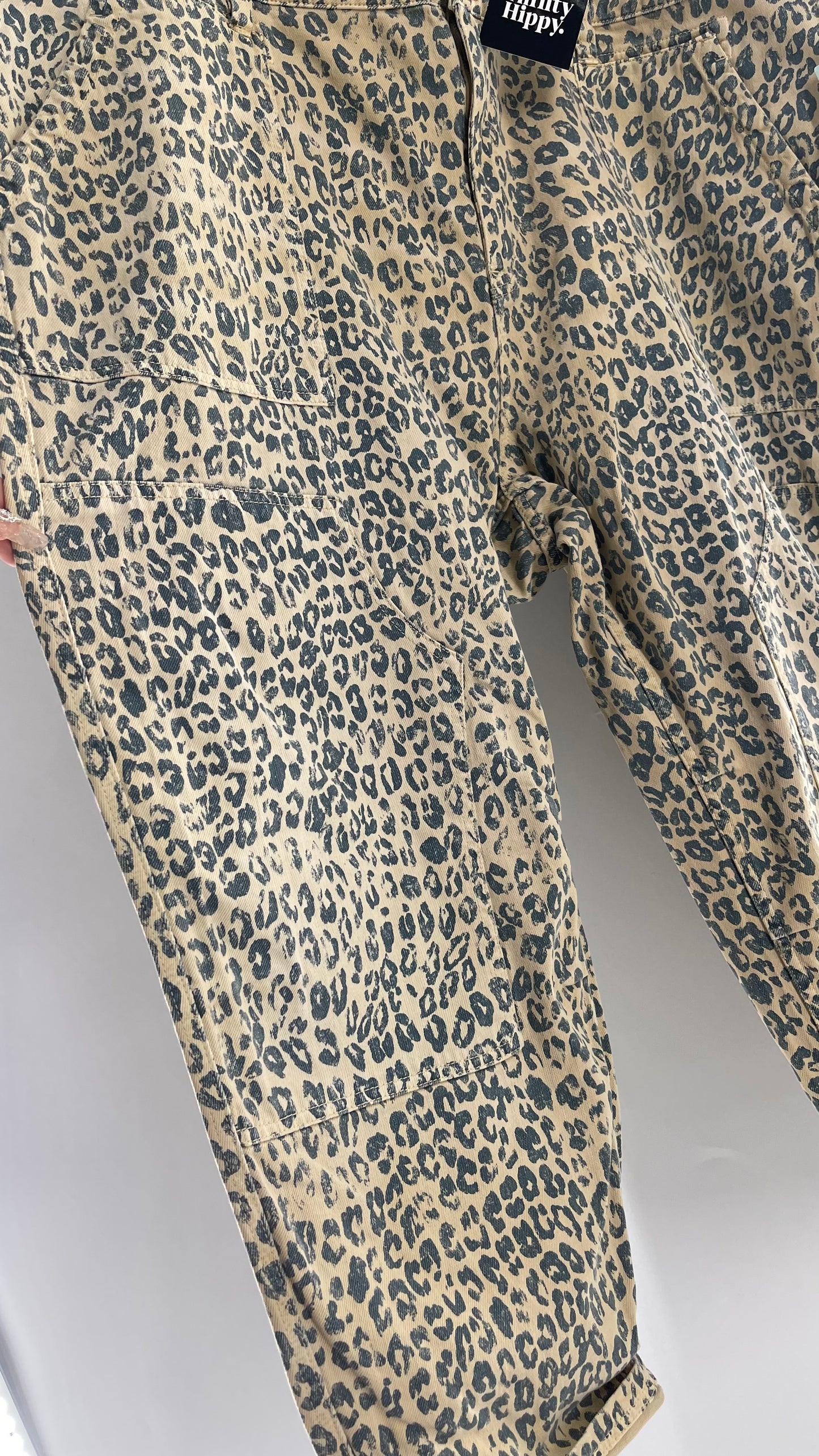 Pilcro Anthropologie Beige Blue Faded Leopard Carpenter Pant with Tags (24W)