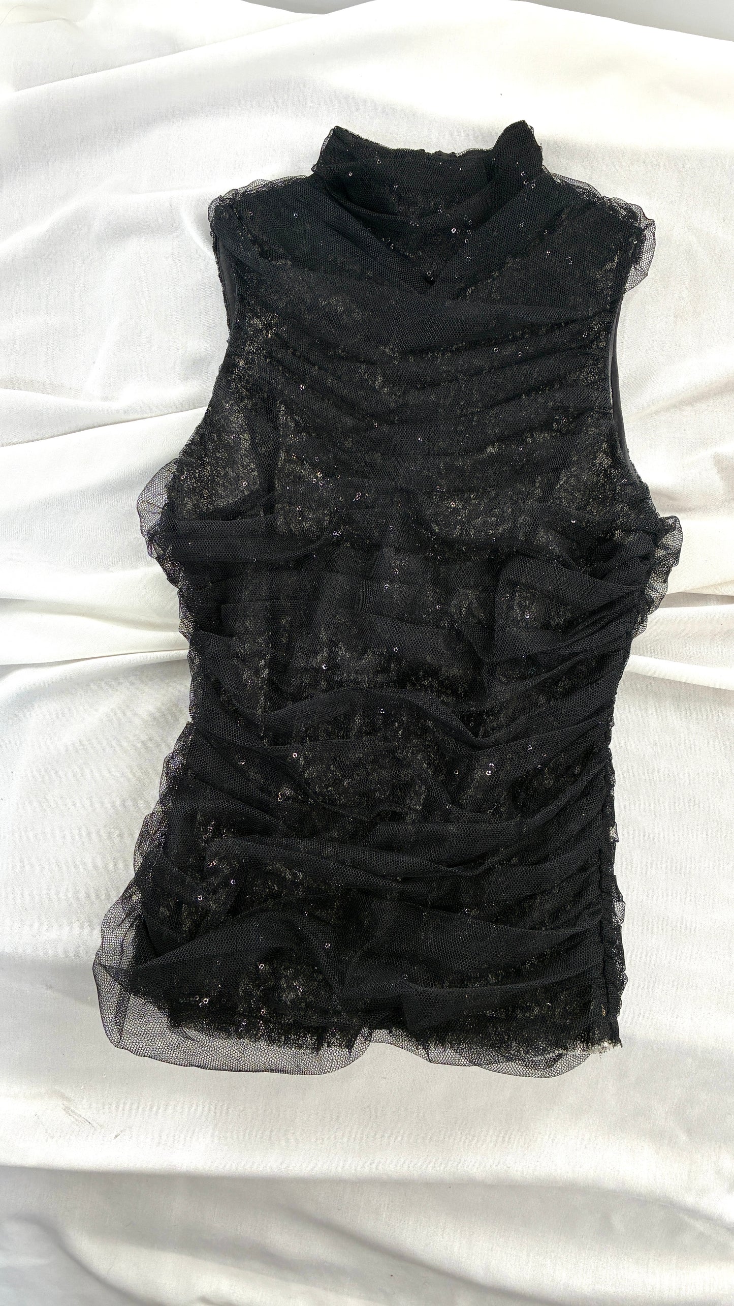 BYRON LARS Beauty Mark Sequin with Tulle Overlay Mock Neck (4)
