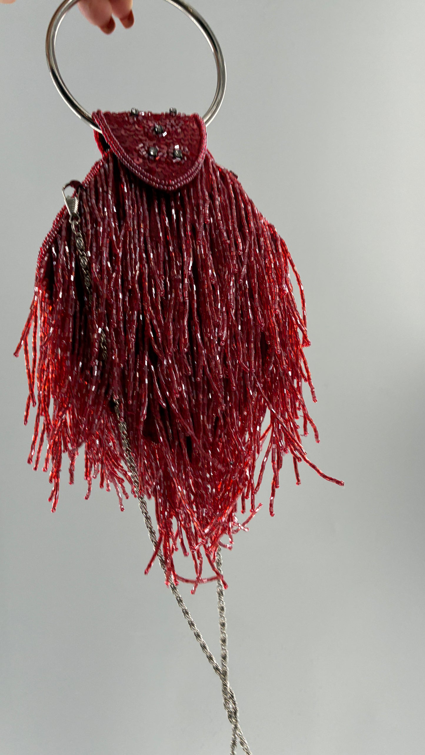 Deadstock Vintage COLLEEN LOPEZ Beaded Red Fringe Purse with Tags Attached