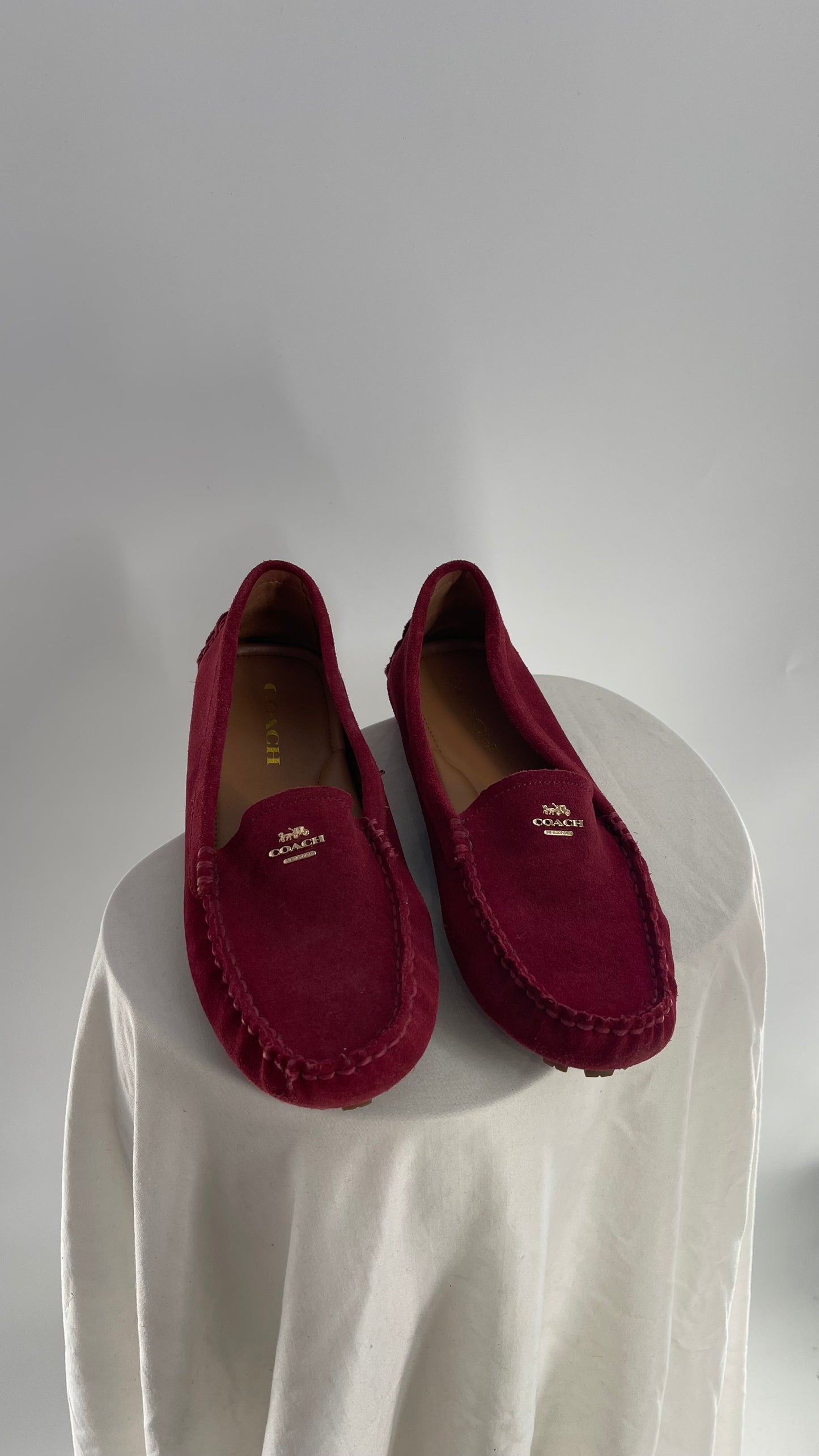 Vintage COACH Raspberry Red Suede Leather Loafer (8)