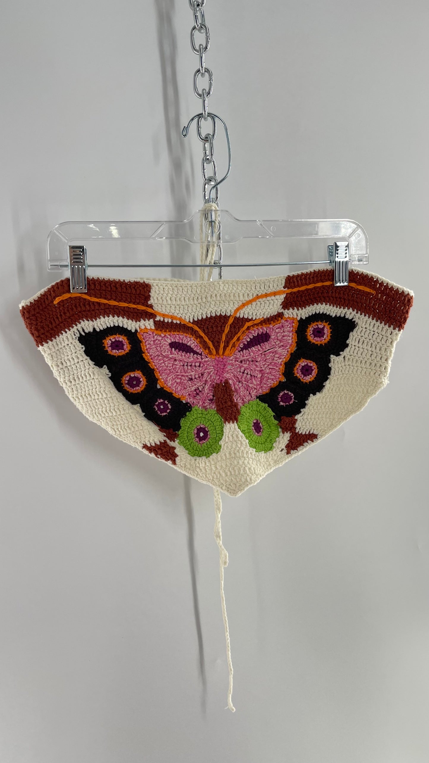 Urban Outfitters Hand knit Butterfly Bralette Pointed Tie Back Top with Tags Attached (Medium)