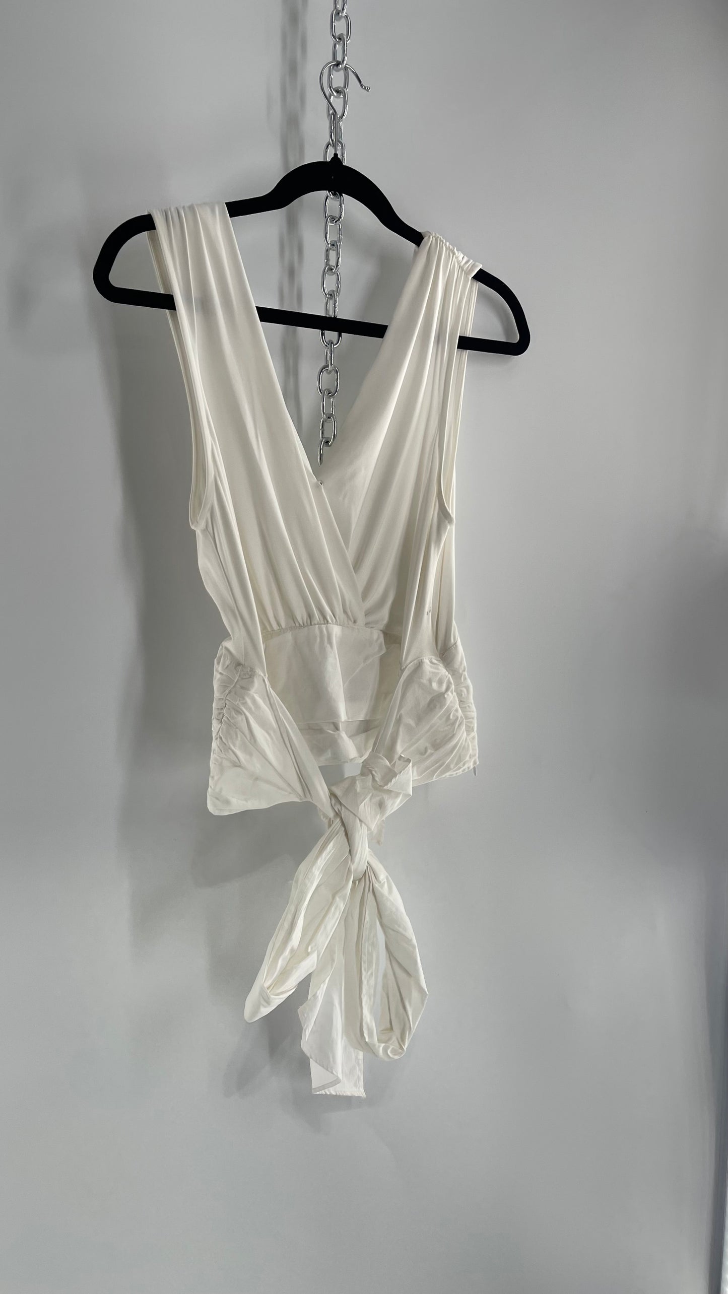 Sunday in Brooklyn Anthropologie White Wrap Around Tie Up Tank (Medium)