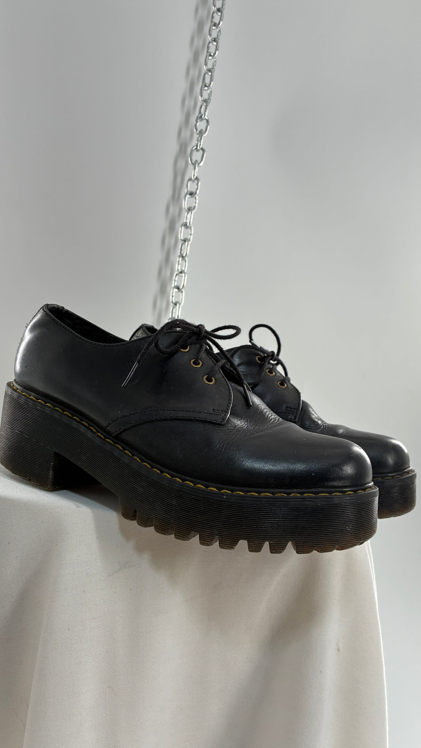 Vintage Doctor Martens Black Leather, Platform, Chunky Oxfords (9)