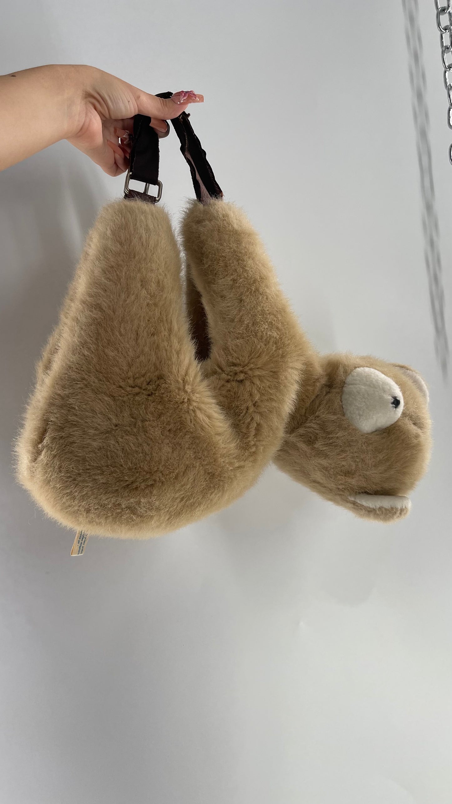 Vintage Handmade Teddy Bear Bag Purse/Backpack with Velvet Lining