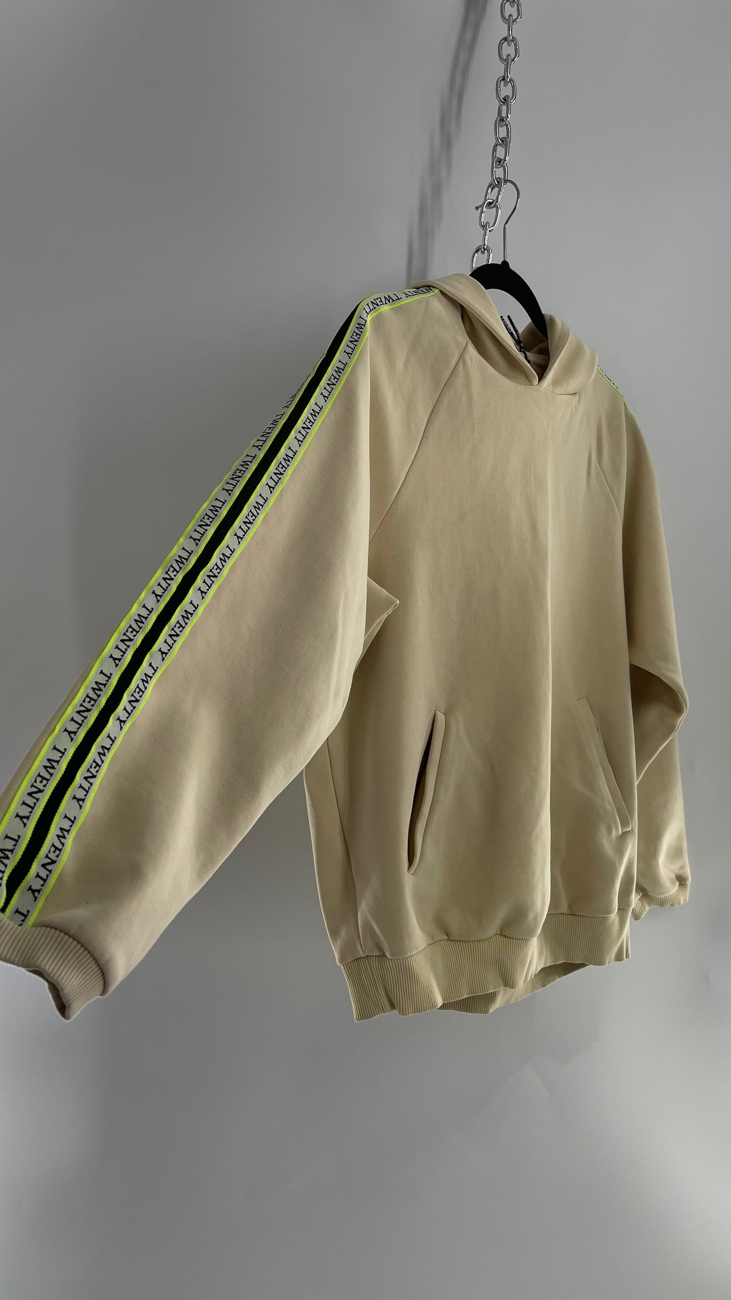 JUST Female Baby Yellow Thick Hoodie with Neon Green Logo Trim (Medium)