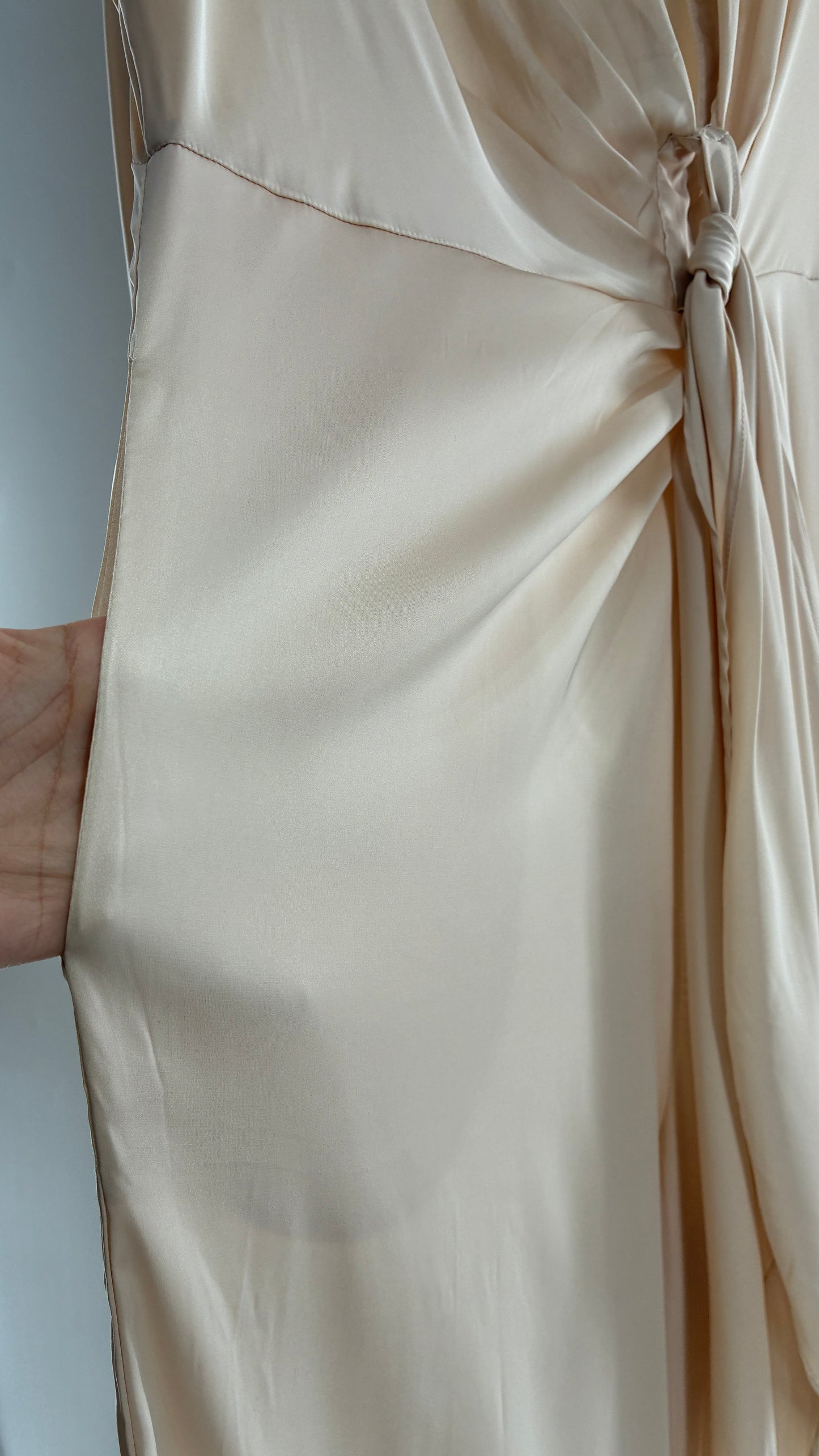 FASHION NOVA Silky Champagne Wide Leg Jumpsuit (XXL)