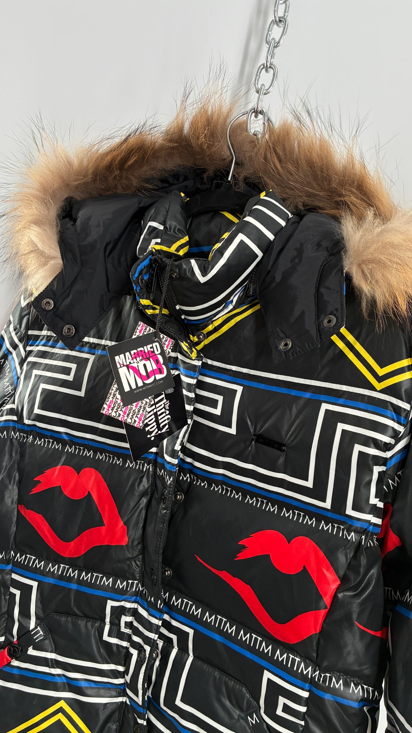 Vintage MARRIED TO THE MOB Graphic Puffer Jacket (Medium)