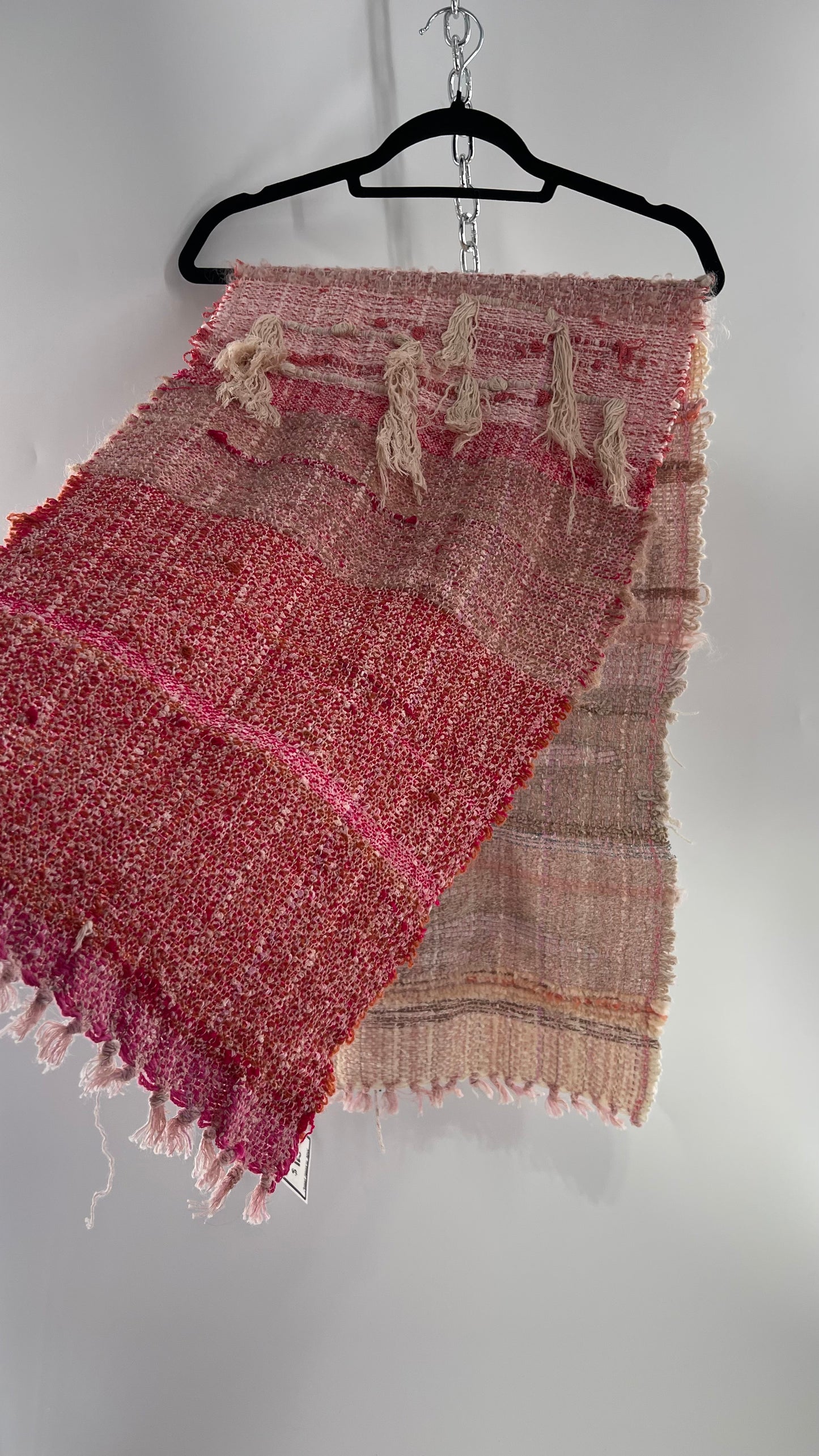 Anthropologie ALL ROADS Pink and Red Hand Knit Scarf