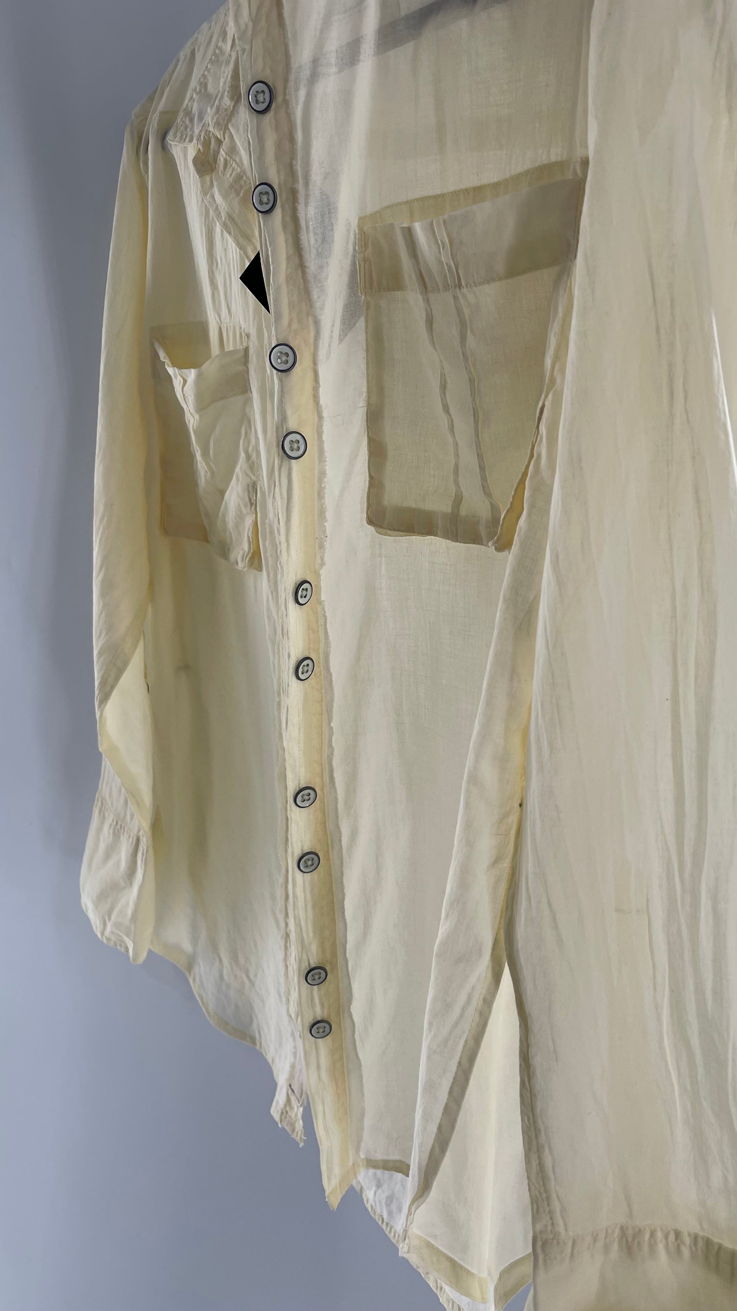 Free People Baby Yellow Sheer 100% Cotton Beachy Button Up with Tags Attached (XS)