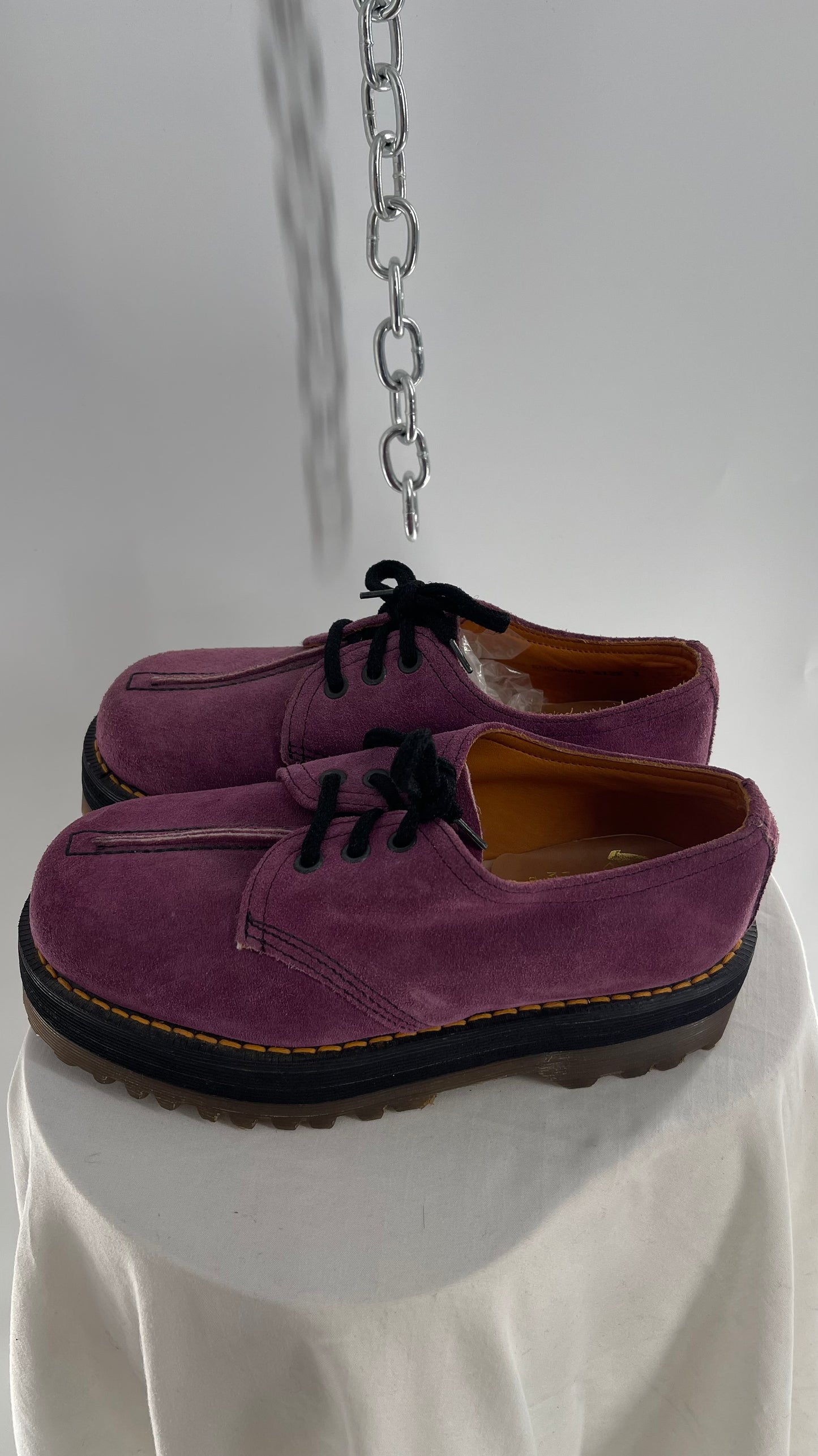 SUPER RARE Vintage Dr. Martens Platform Purple/Mauve Suede Leather Oxfords (3)