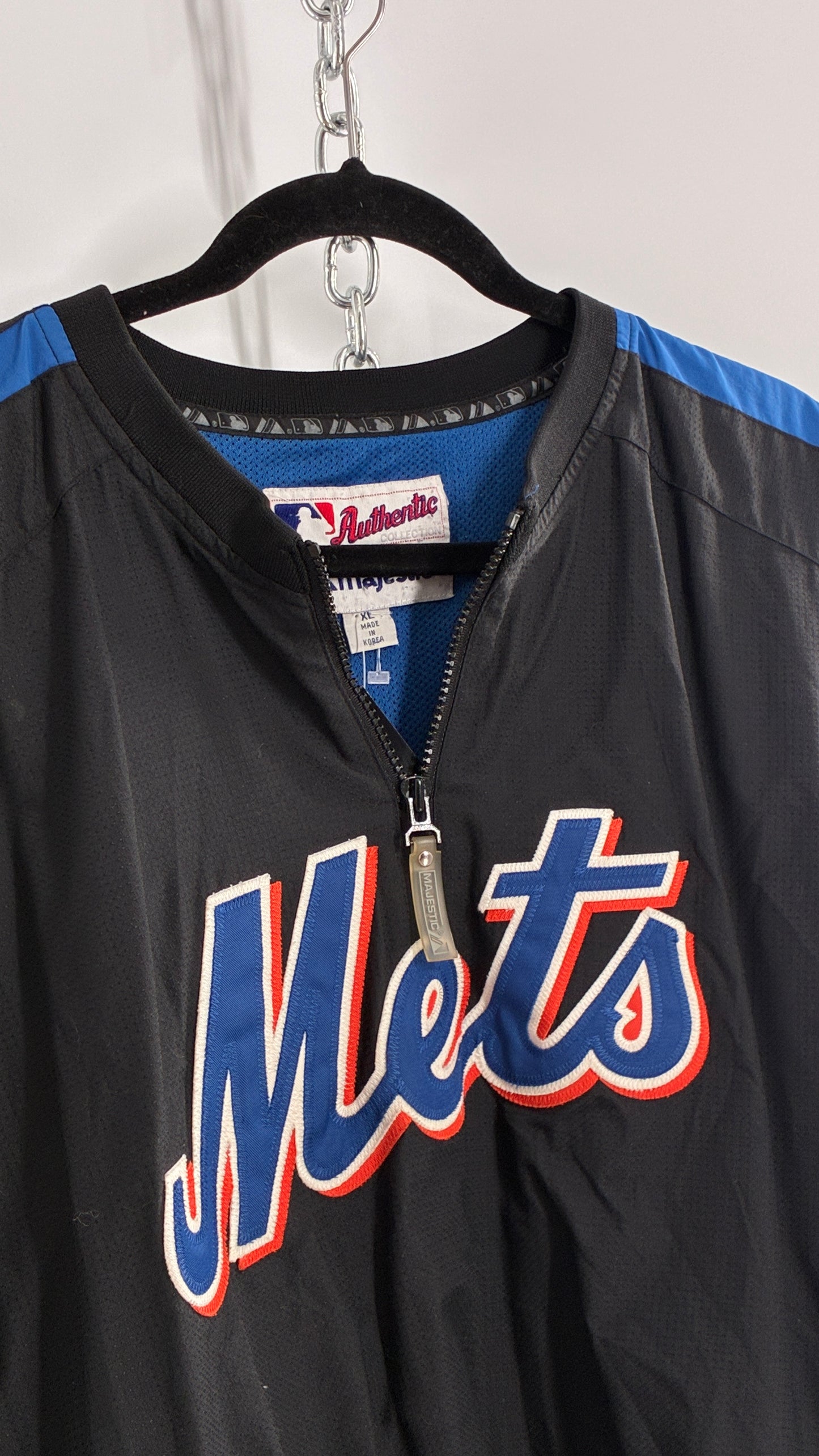 Vintage METS Men’s Windbreaker Sweater with Side Zippers and Pockets (XL)