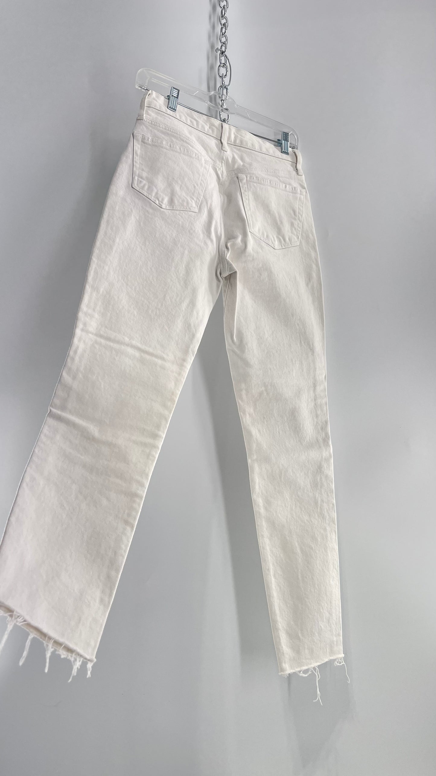 Free People White High Waisted Skinny Cropped Denim (26)