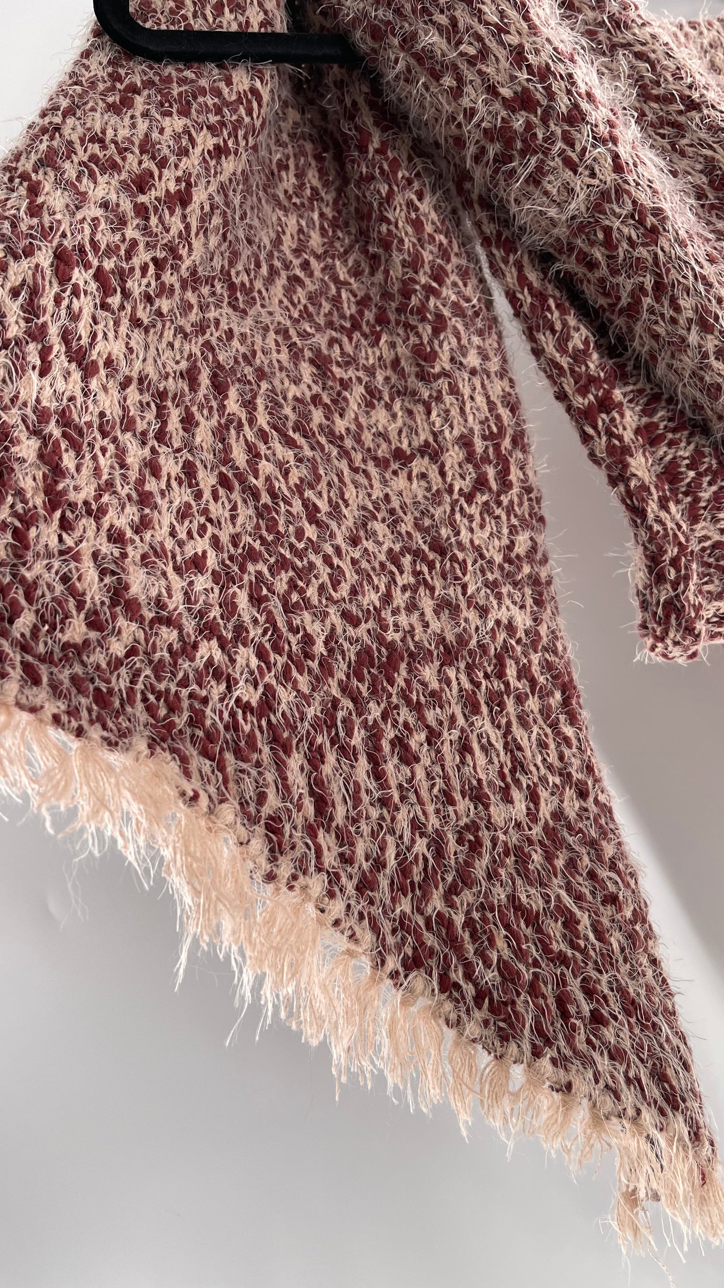 Free People Brick/Burgundy and Dusty Pink Interwoven Voluminous Shag Scarf