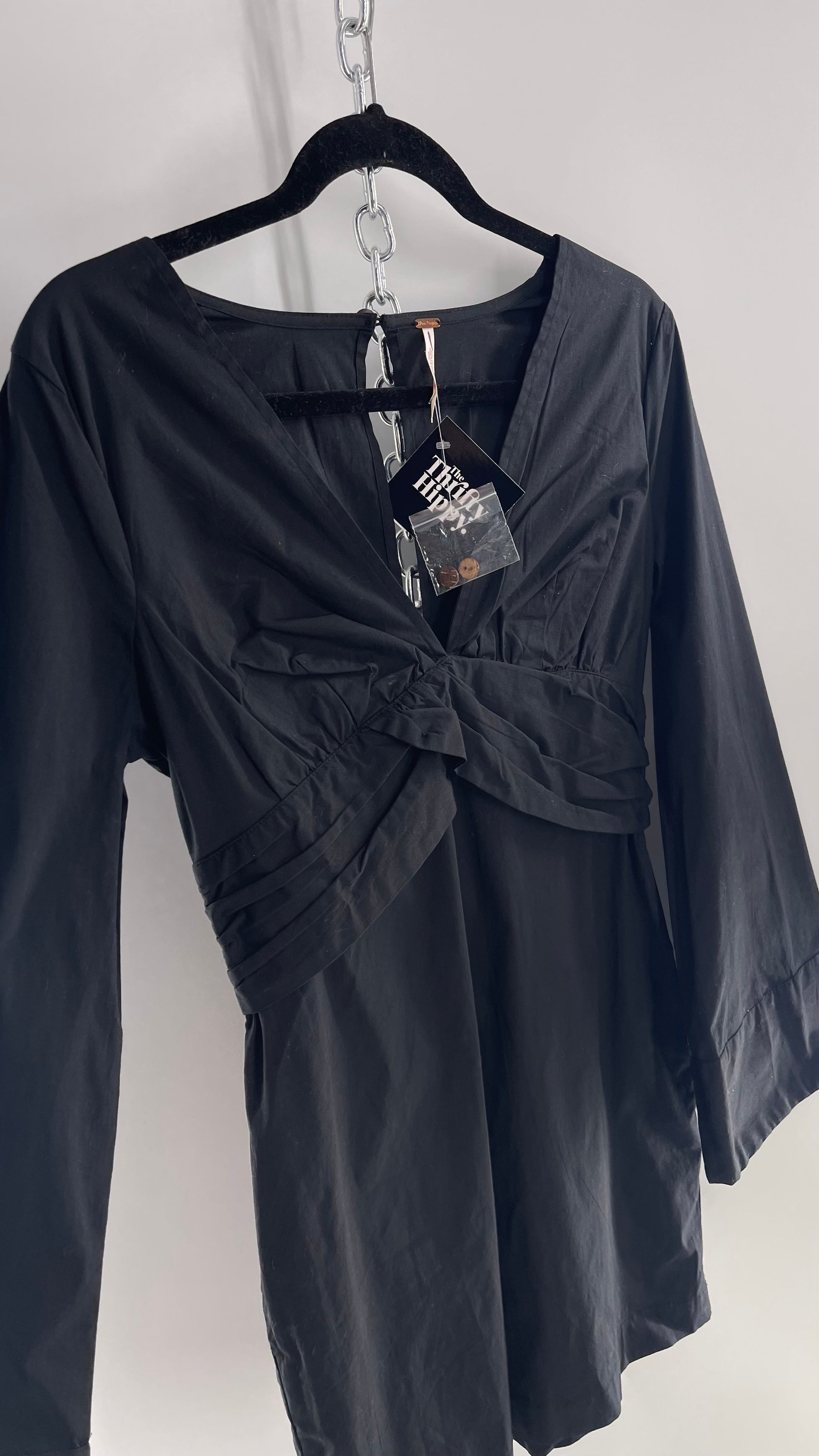 Free People Black Bell Sleeve Mini Dress with Button Detail Back and S The Thrifty Hippy Free People Black Bell Sleeve Mini Dress with Button Detail Back and S The Thrifty Hippy