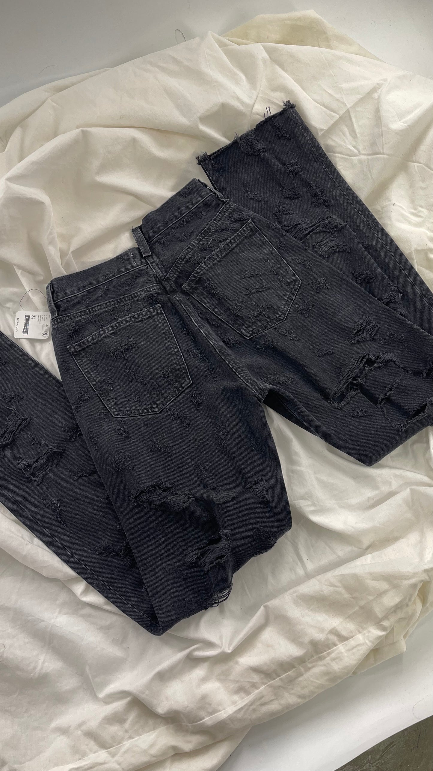 Free People Grey/Black Distressed Jeans with Tags Attached (24)