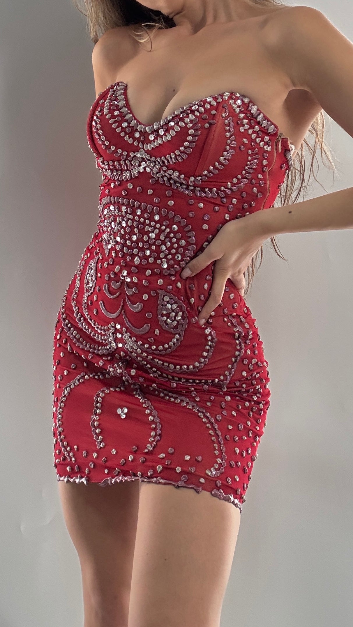 Vintage HOLT Hand Painted in MIAMI Mesh Mini Dress with Wired Corset Bust (XS)