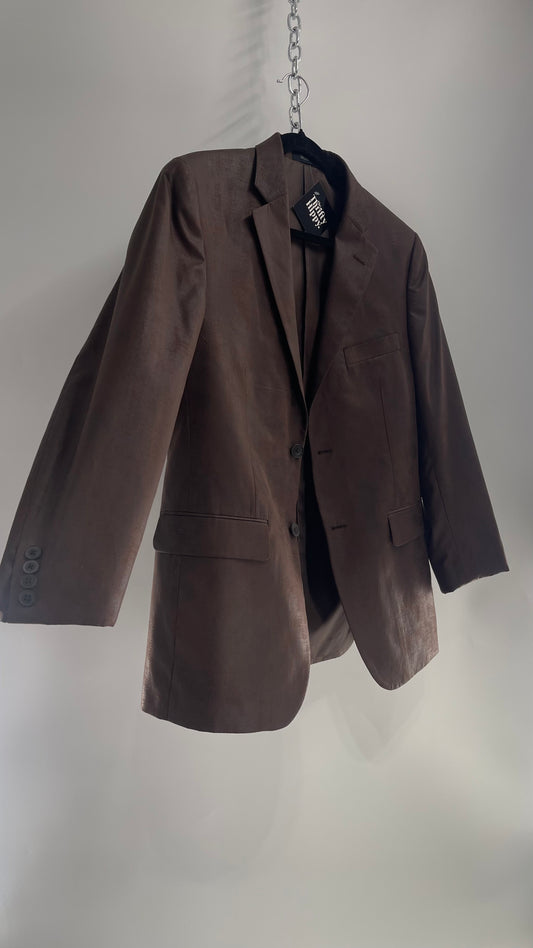 J.FERRAR Vegan Leather Brown Blazer (M/L)