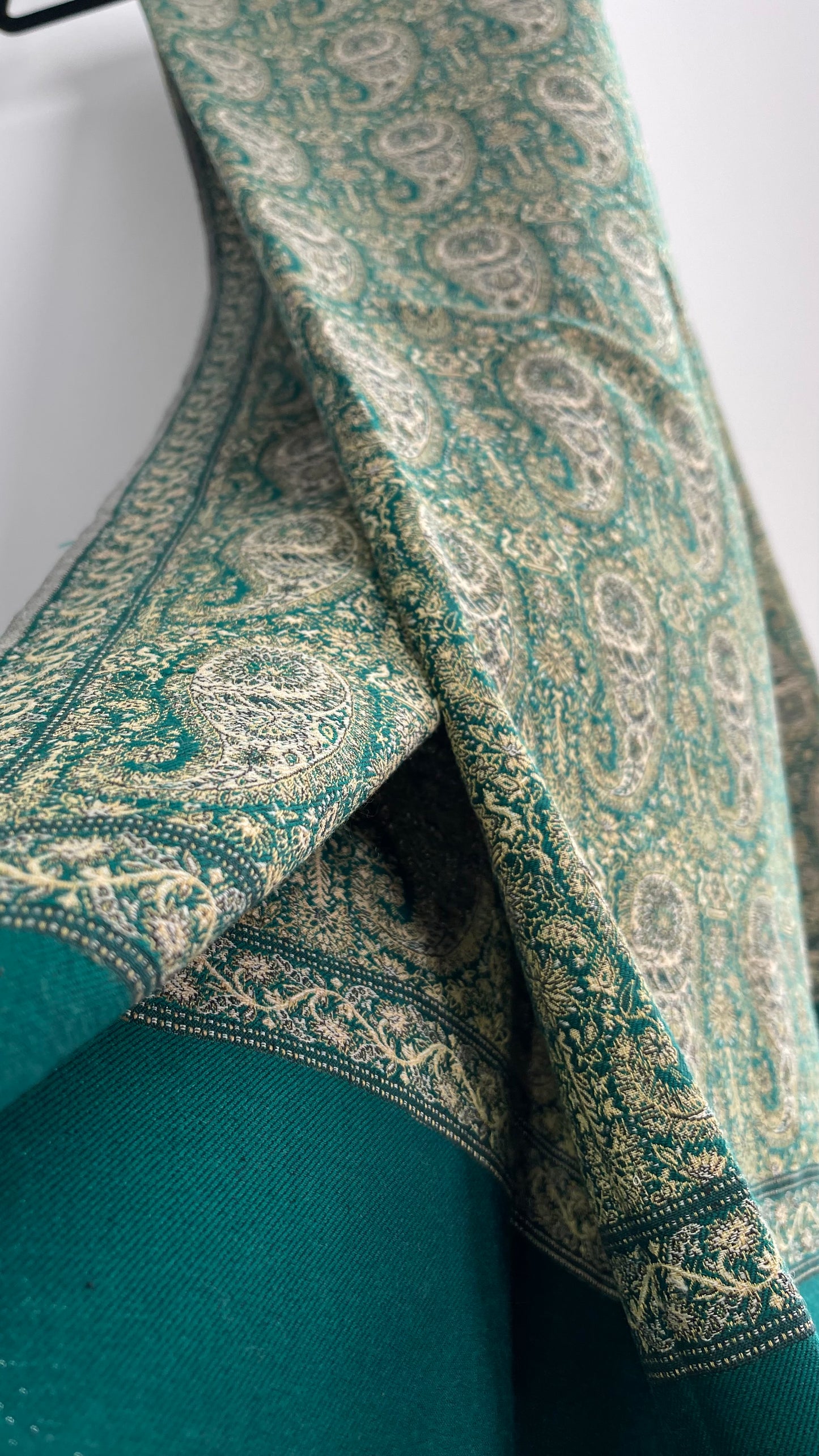 Vintage Huge Thick Pakistani Green Scarf