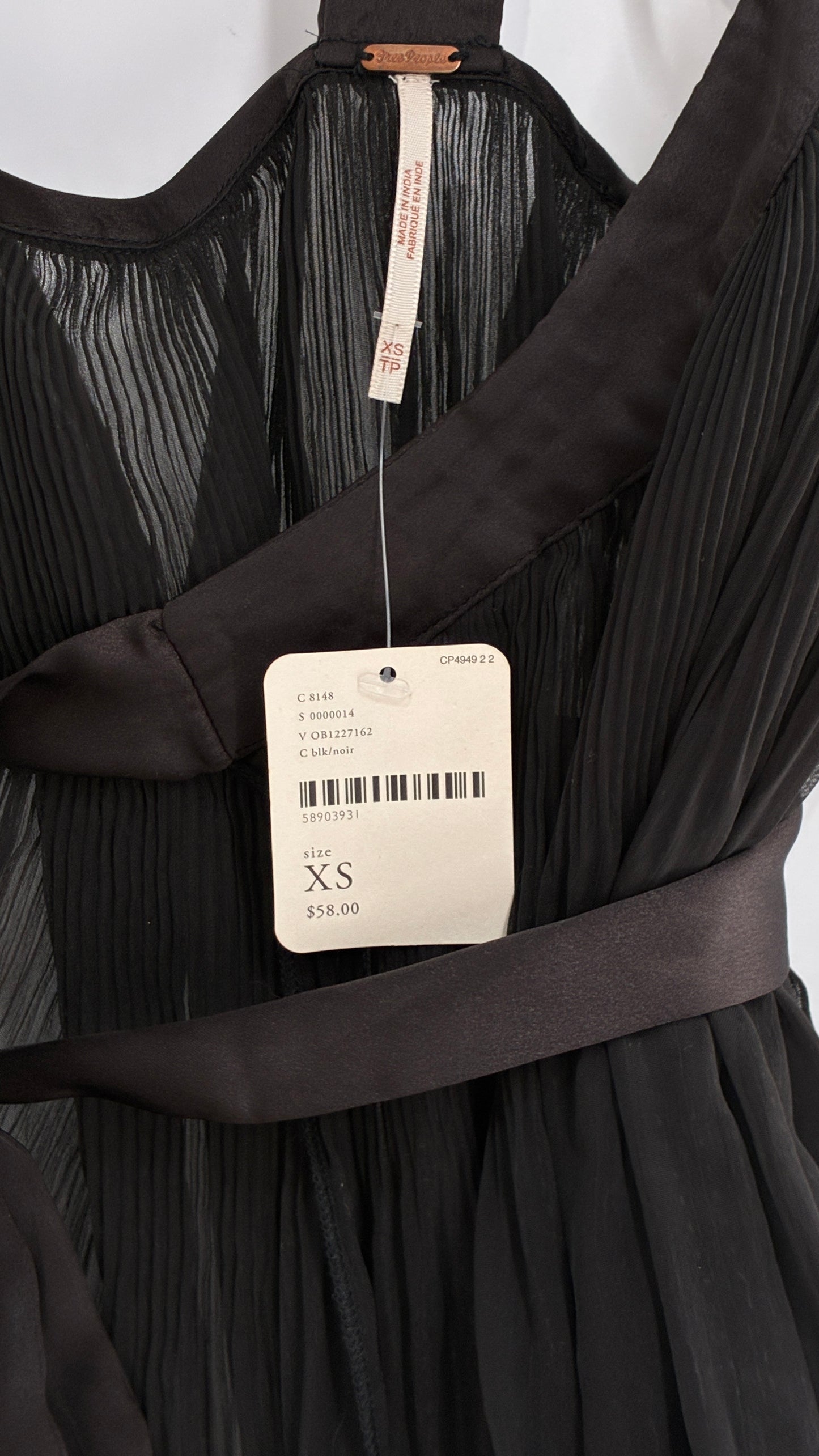 Intimately Free People Black Fluted Wrap Around Top (XS)