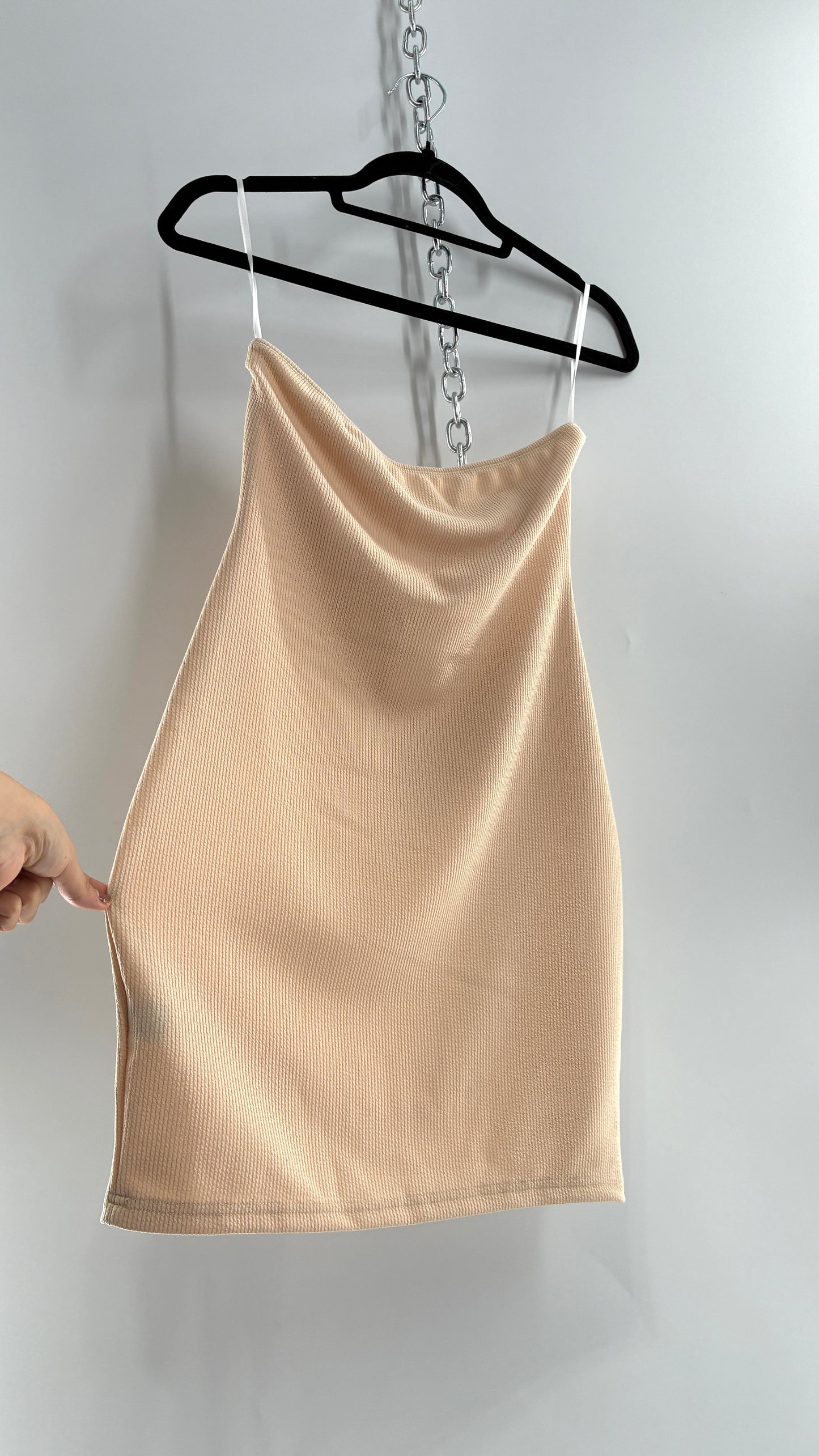 Nude Ribbed Tube Mini Dress Underlay Slip