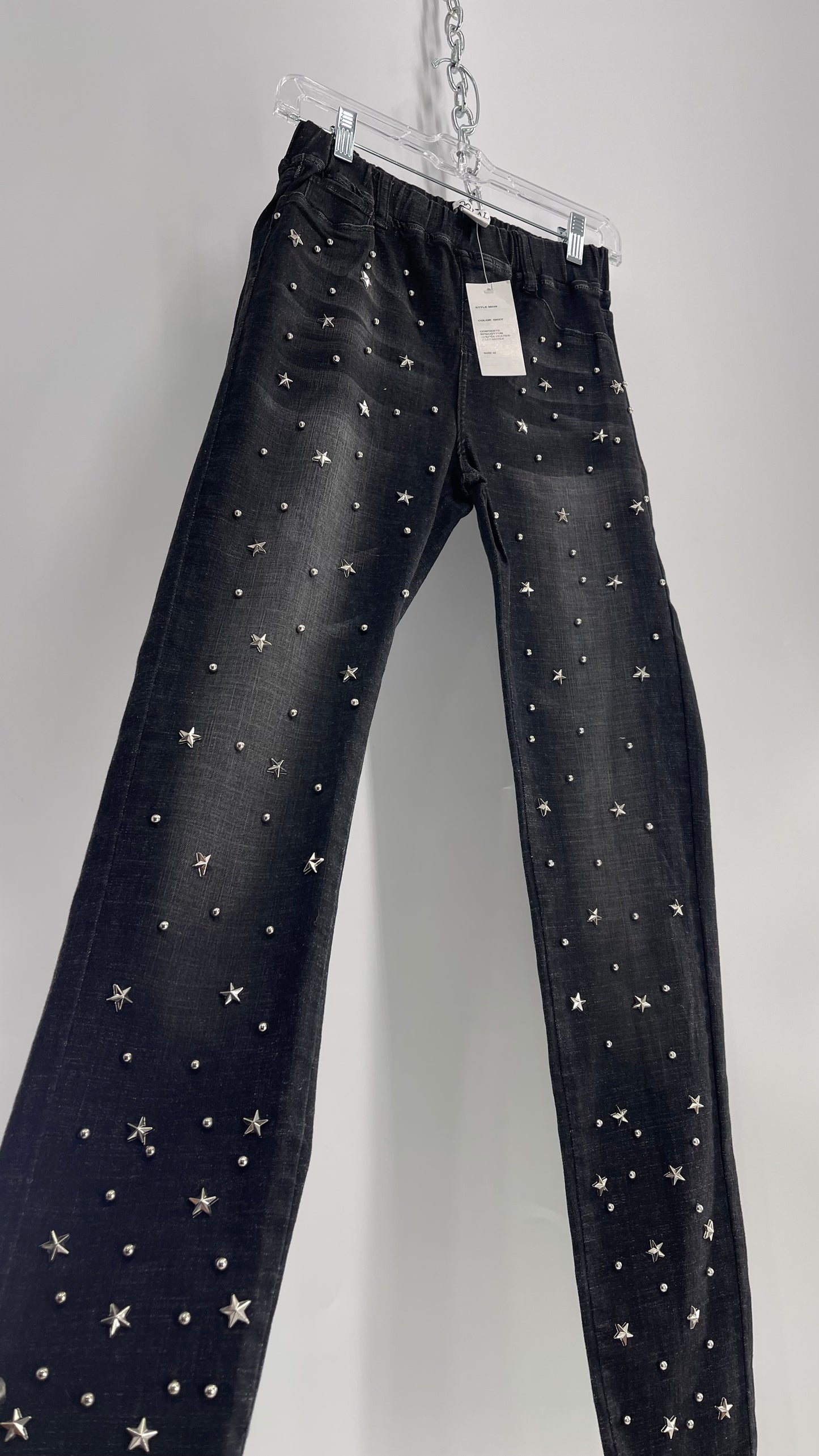 OO LA LA! Dark Grey Studded Straight Legs (Medium)