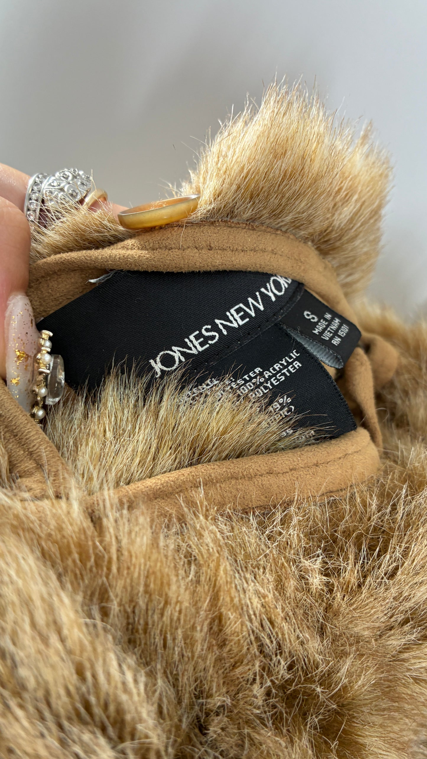 Vintage JONES NEW YORK Reversible Fur and Vegan Suede Coat (Small)
