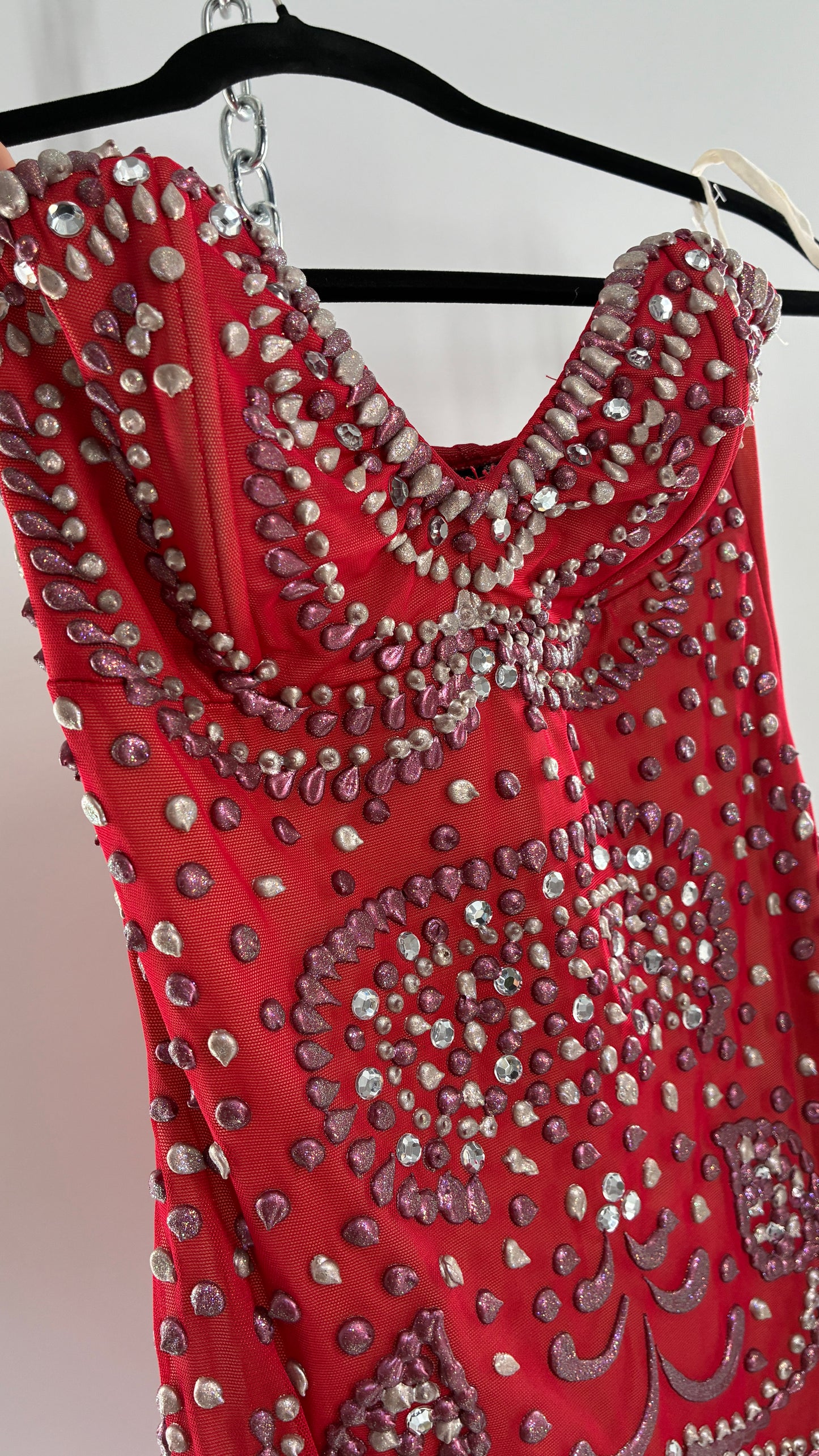 Vintage HOLT Hand Painted in MIAMI Mesh Mini Dress with Wired Corset Bust (XS)