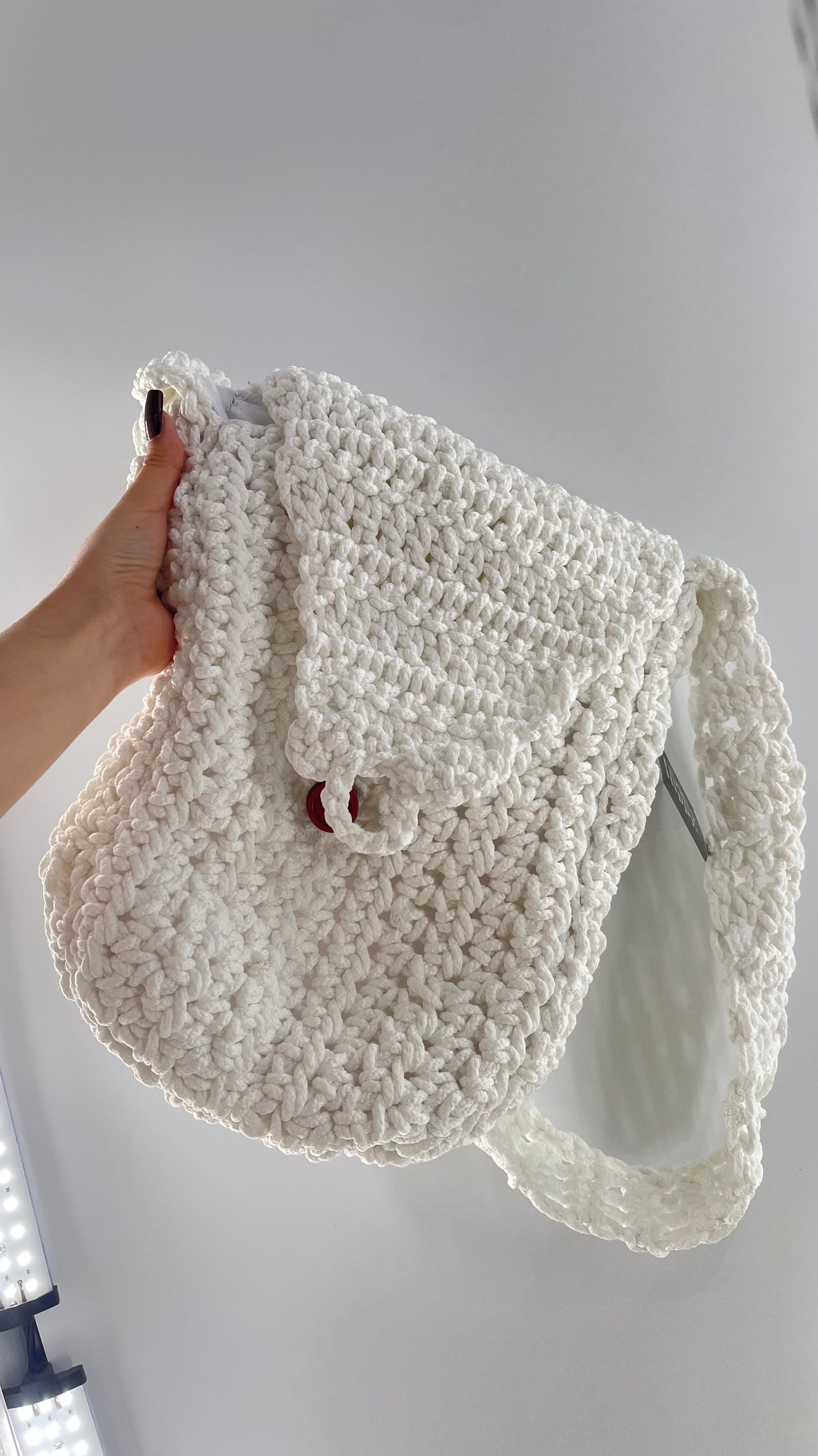 White Handmade Crochet Tote