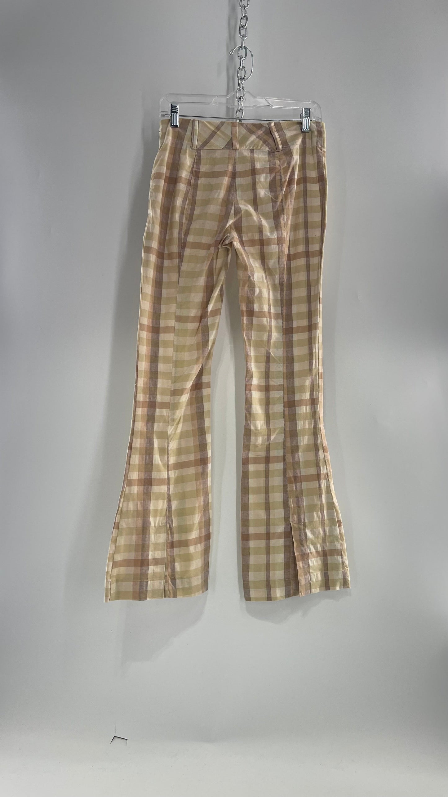 Free People Low Waisted Kickflare Gingham Plaid Picnic Pant (10)