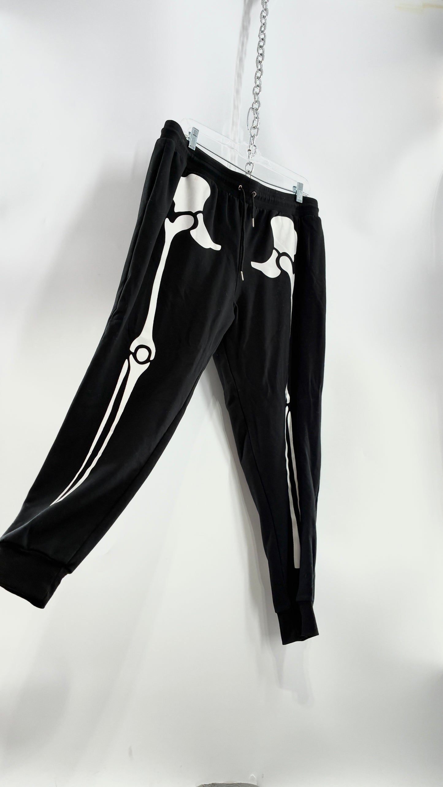 Vintage Thick Knit Skeleton Halloween Loungewear Joggers (Large)